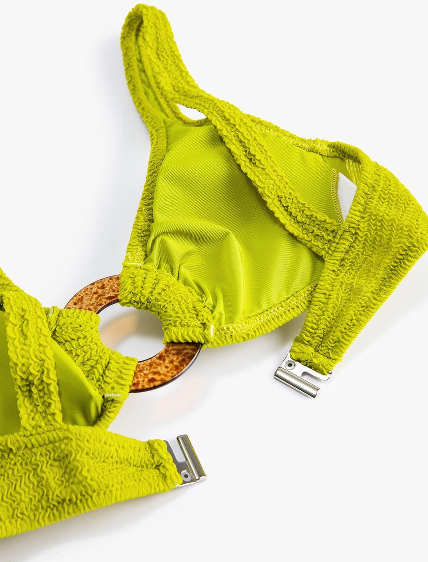   Bikini Üstü Aksesuar Detaylı Dokulu Askılı Kaplı