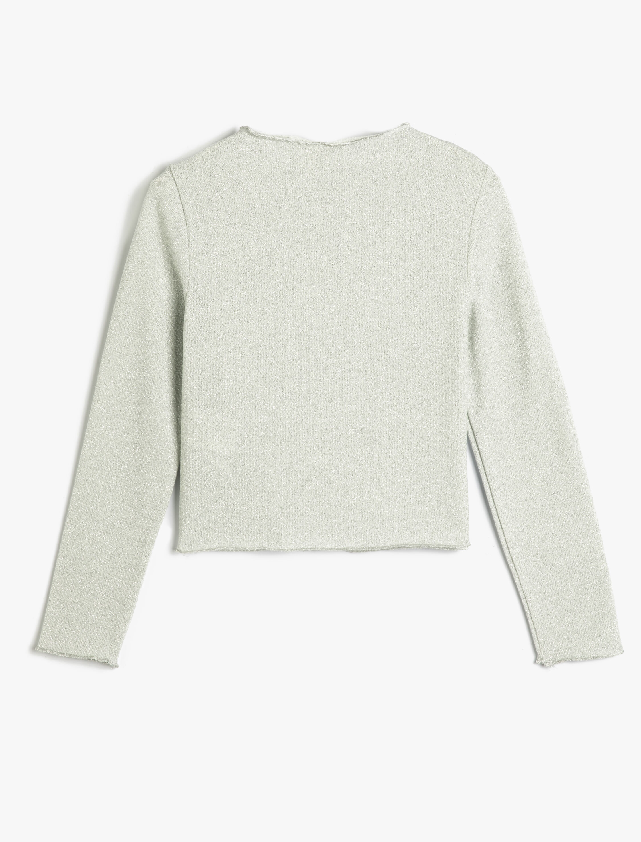  Kız Çocuk Bluz Dik Yaka Uzun Kollu Simli İplik Detaylı