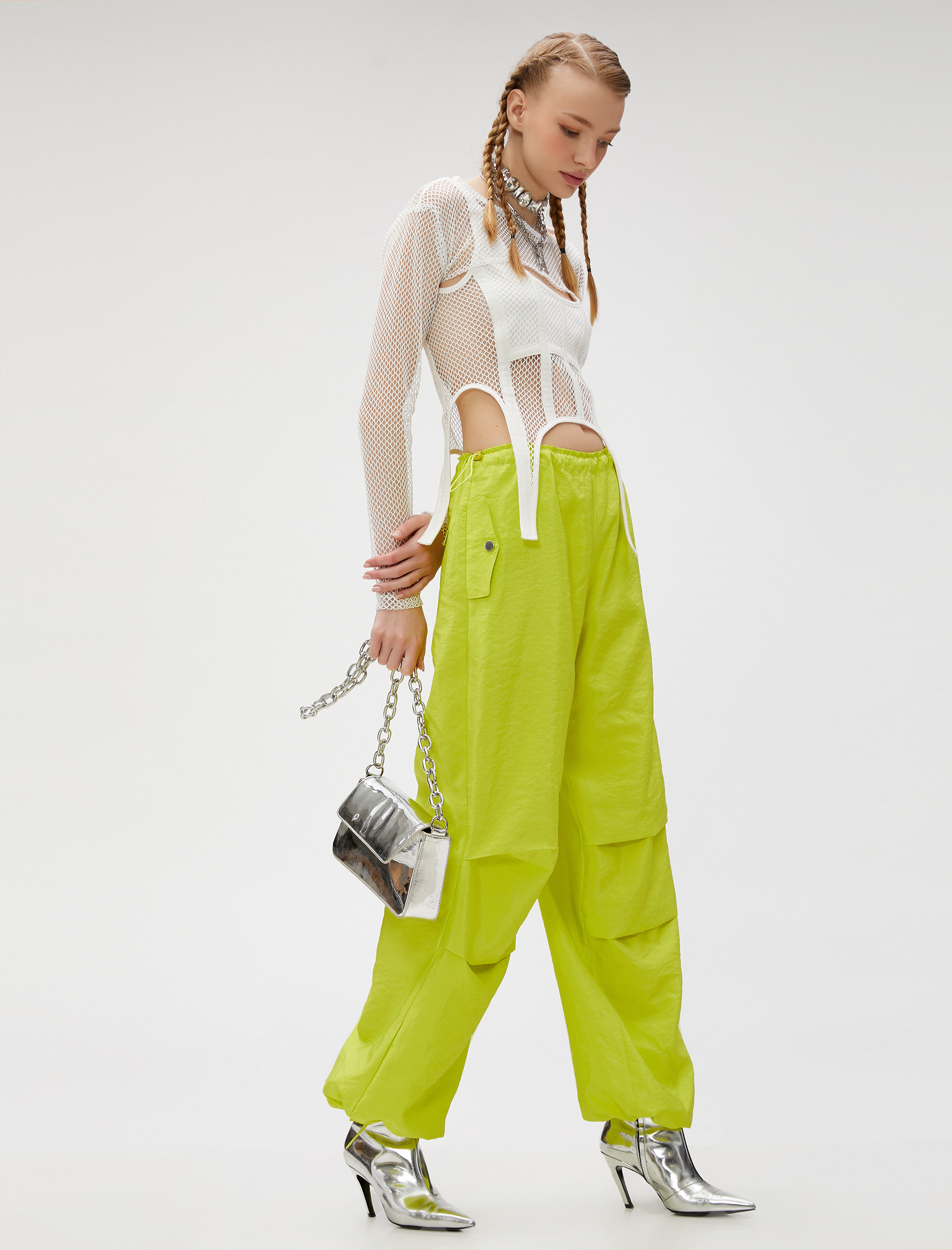   Paraşüt Pantolon Cep Detaylı Stoperli Çıtçıt Kapama