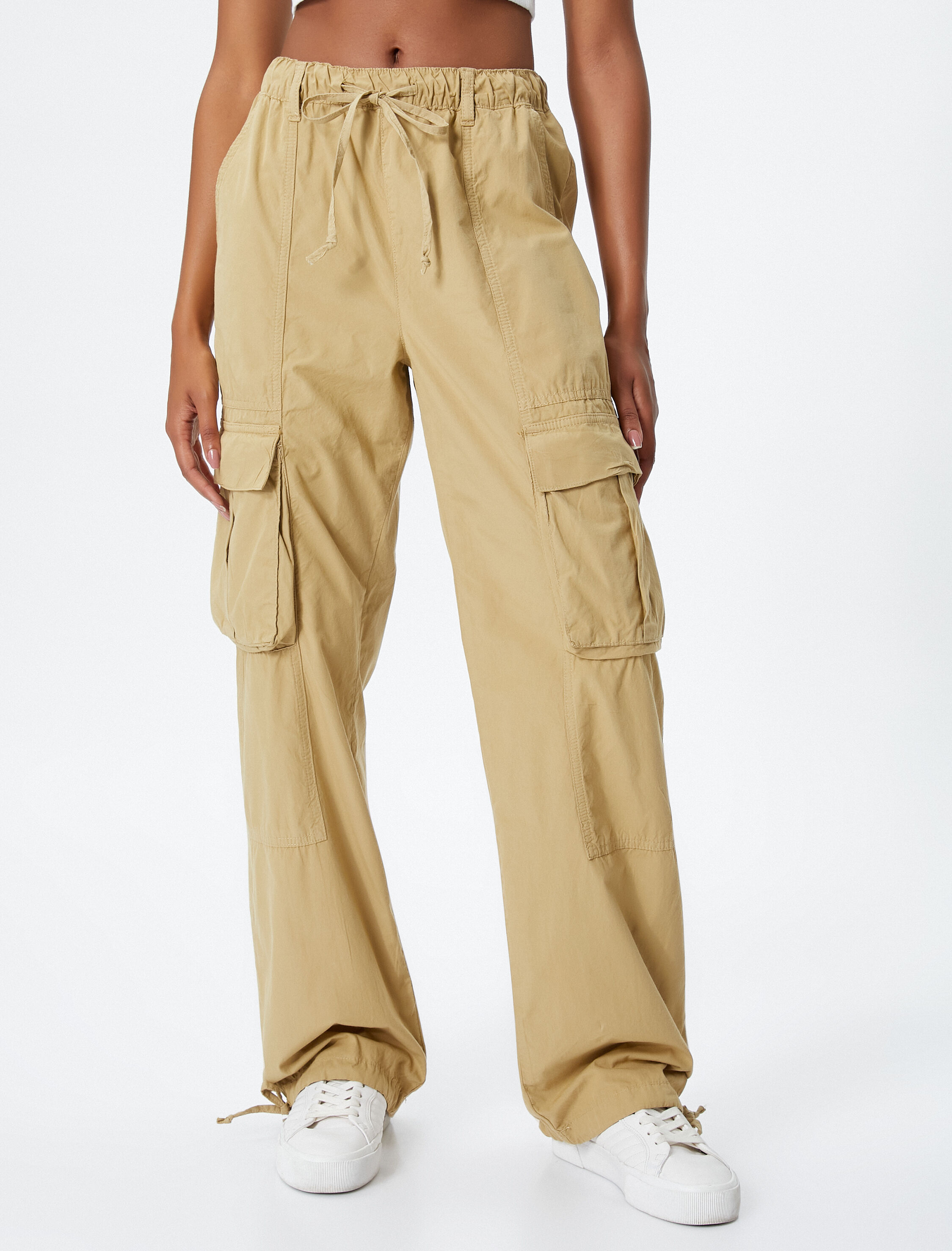   Paraşüt Pantolon Beli Bağcıklı Pamuklu Cep Detaylı