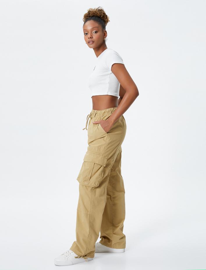  Paraşüt Pantolon Beli Bağcıklı Pamuklu Cep Detaylı