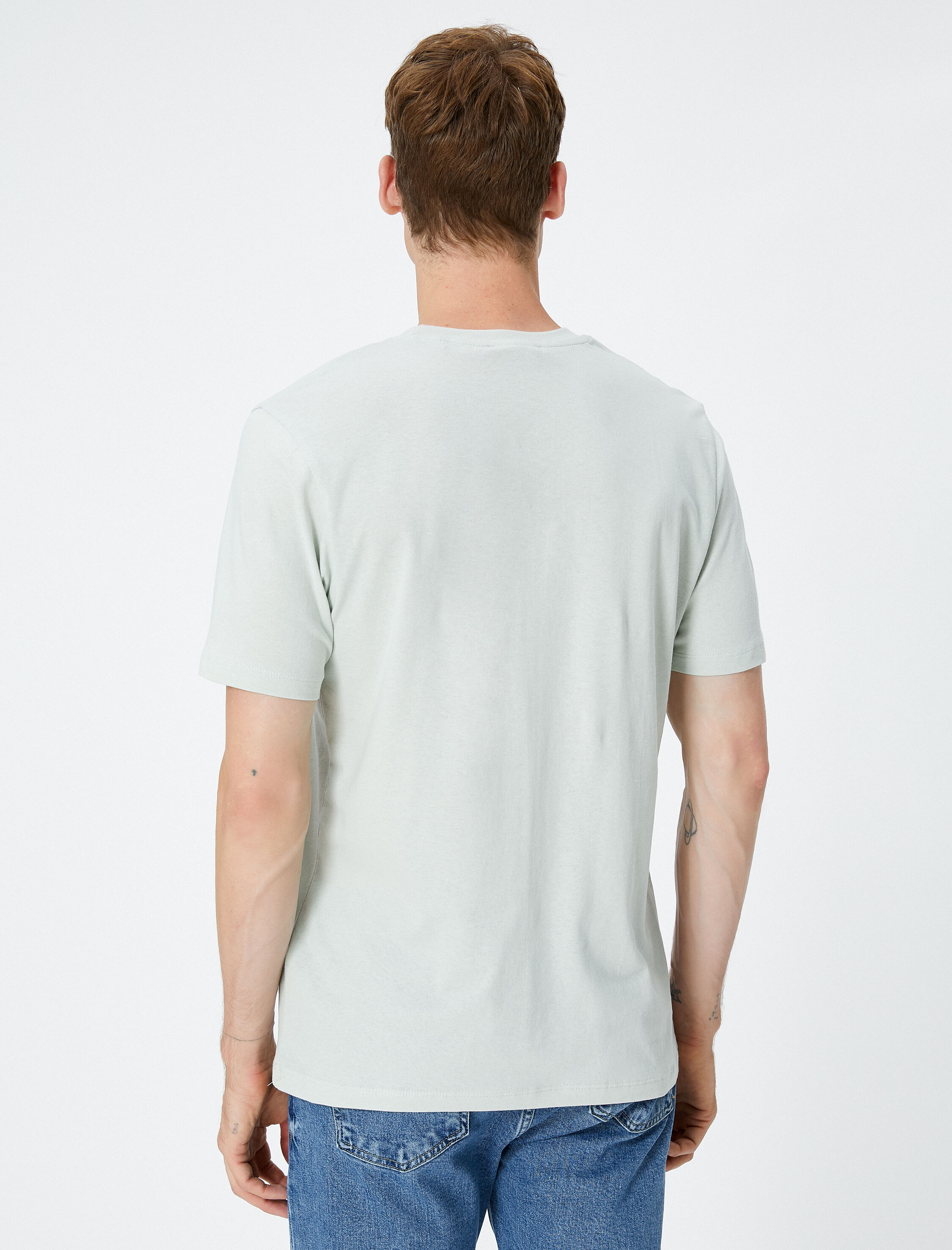   Slogan Baskılı Tişört Bisiklet Yaka Kısa Kollu Pamuklu