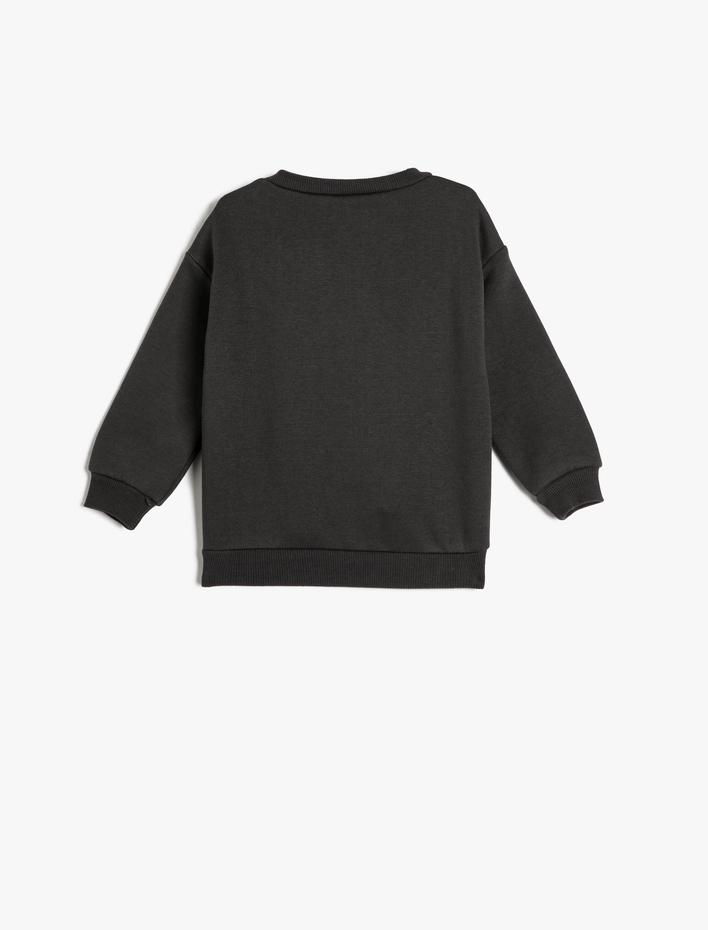 Erkek Bebek Kapşonlu Sweatshirt Şardonlu Kaplan Baskılı Pamuklu