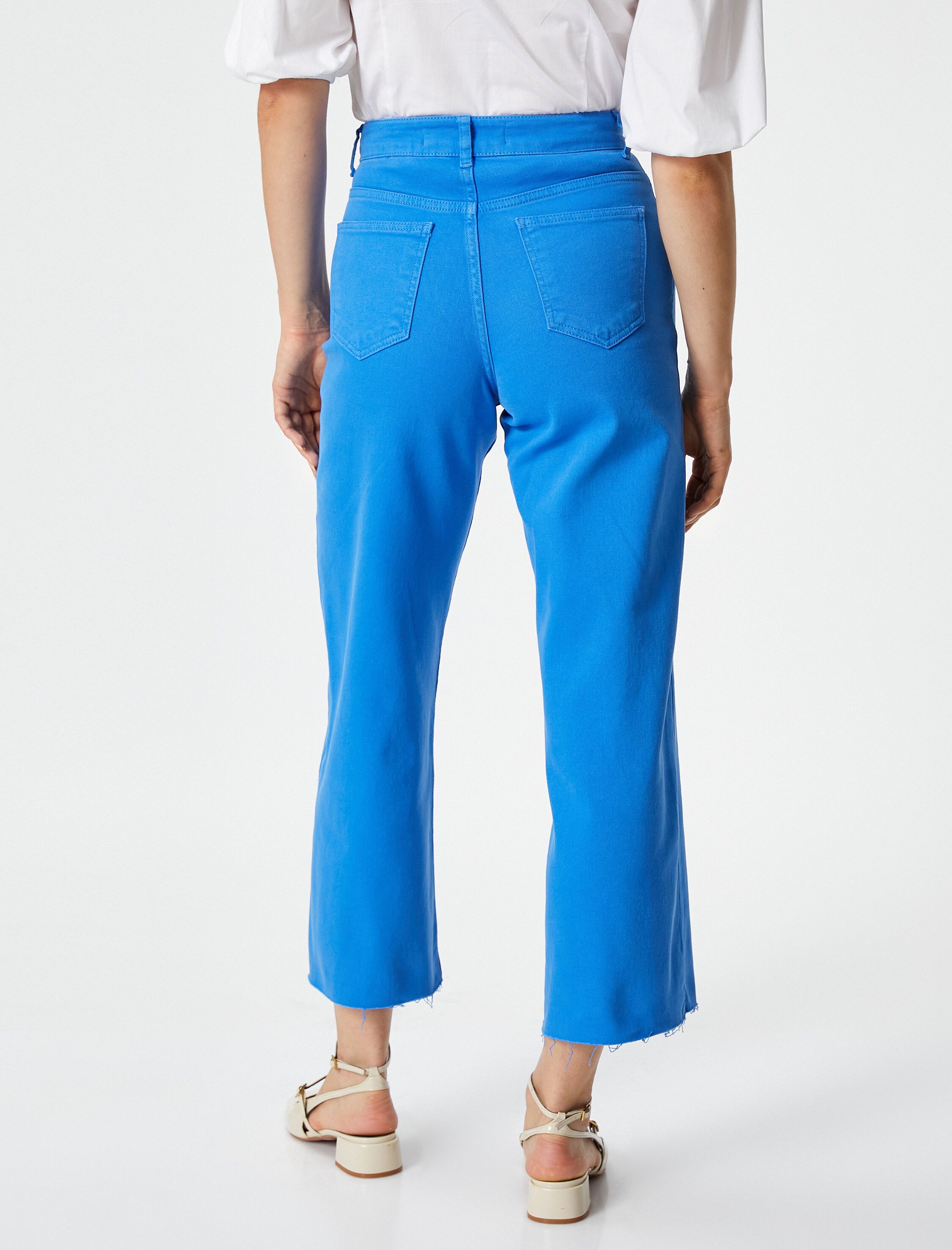   Crop Bol Paça Pantolon Yüksek Bel Cepli Pamuklu