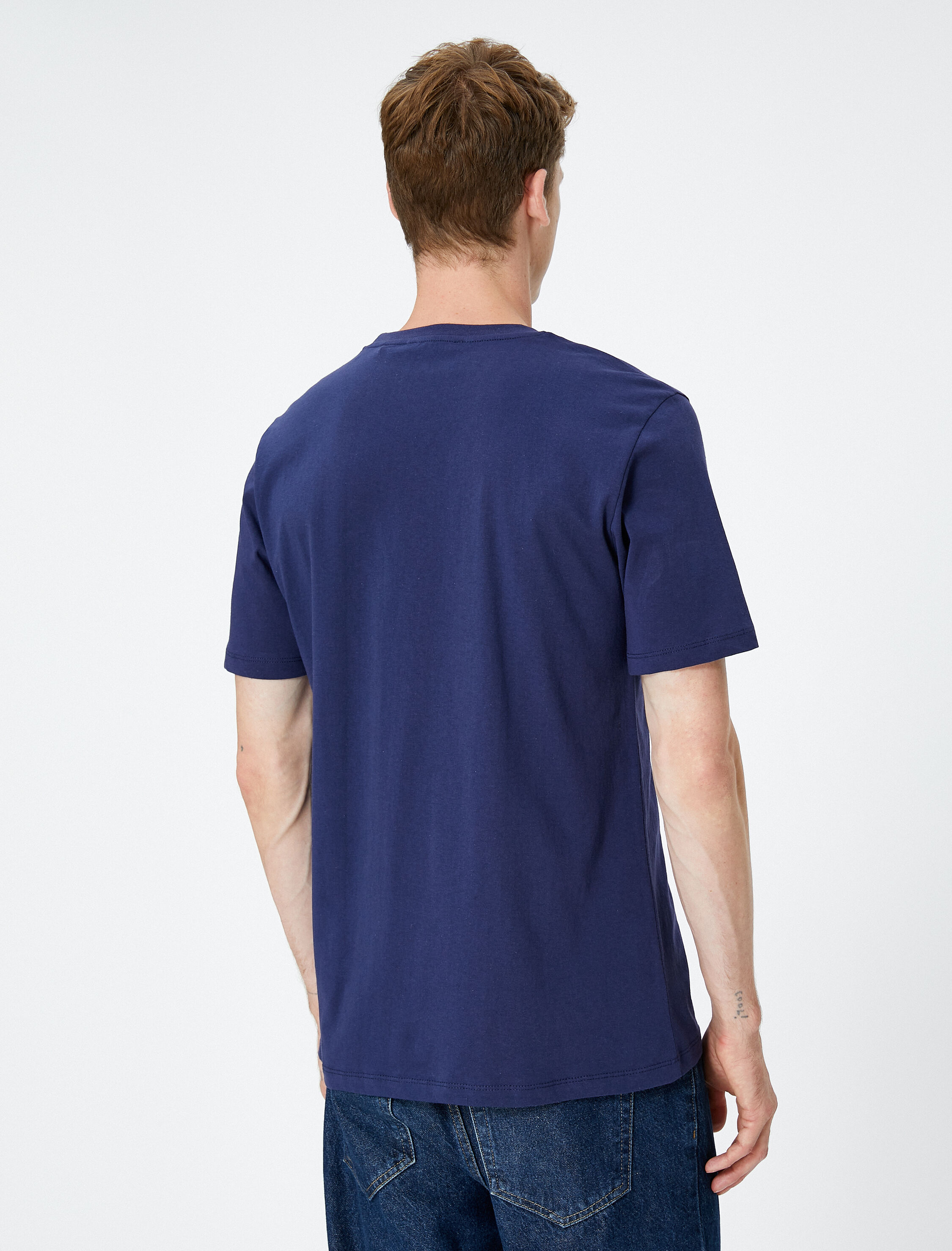   Samuray Baskılı Tişört Bisiklet Yaka Kısa Kollu Pamuklu