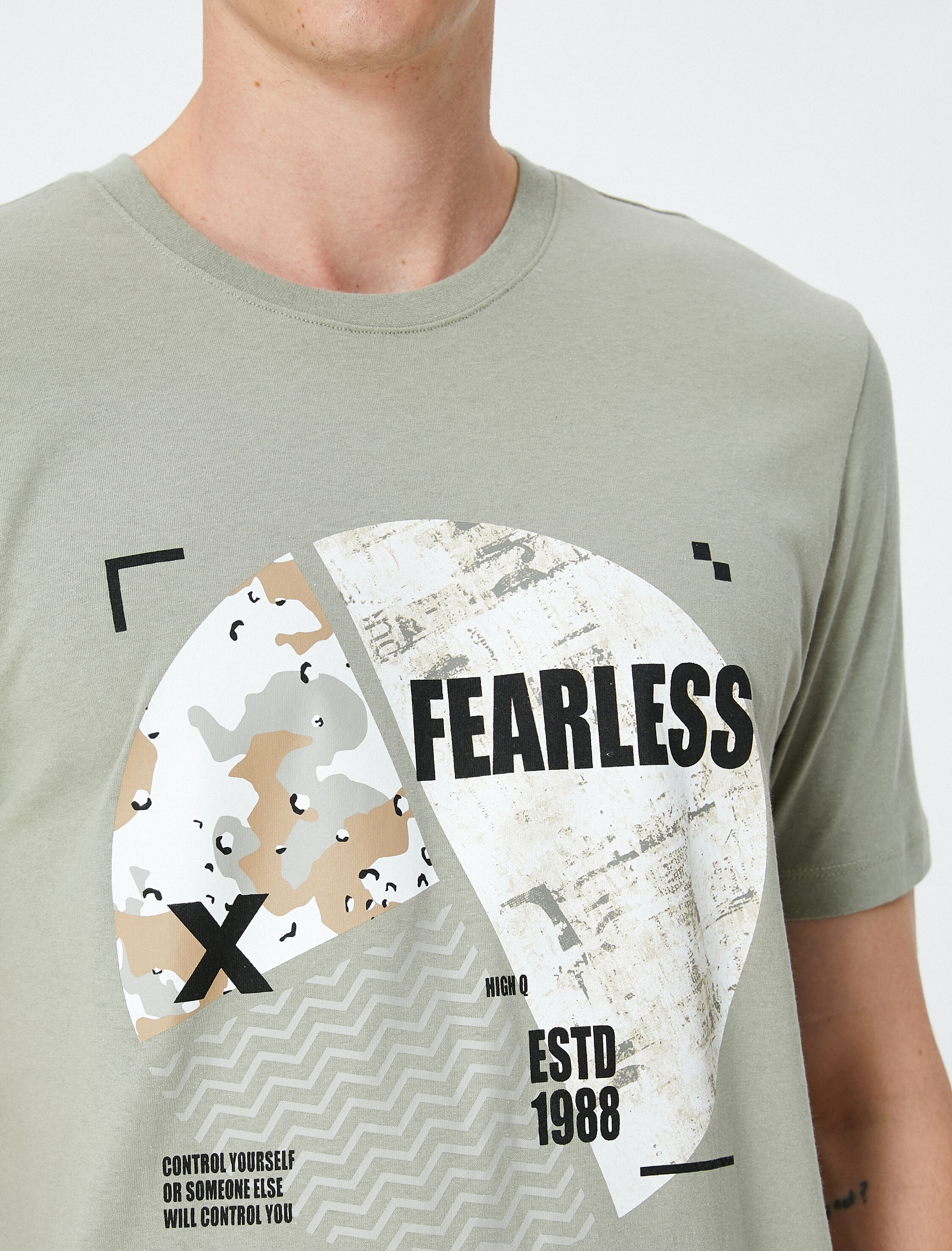   Slogan Baskılı Tişört Bisiklet Yaka Kısa Kollu Pamuklu