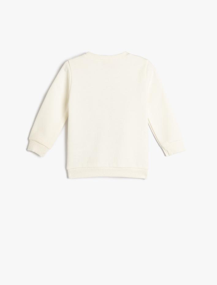 Kız Bebek Sweatshirt Şardonlu Ayıcık Baskılı Pamuklu