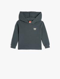 Basic Kapşonlu Sweatshirt Uzun Kollu Pamuklu