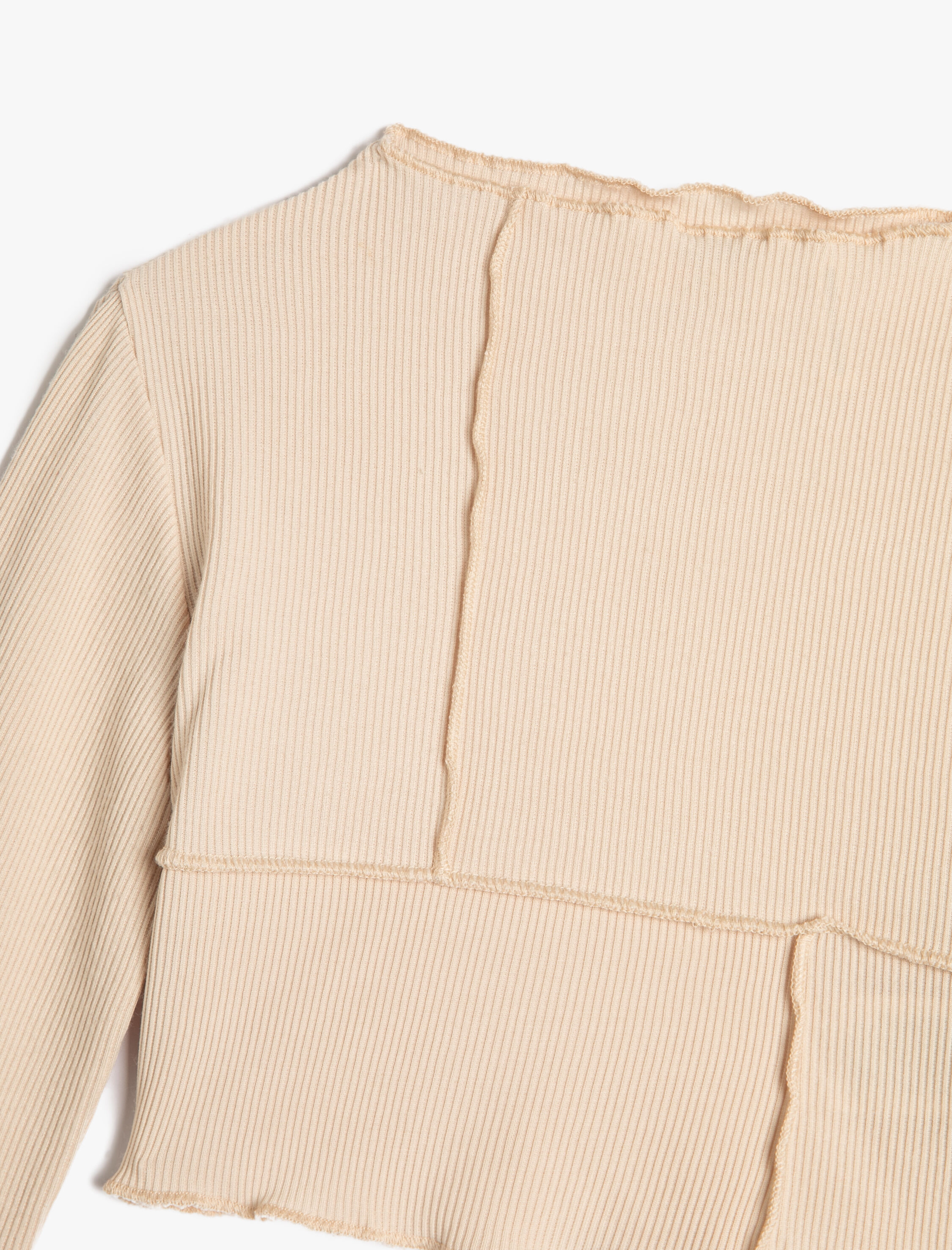  Kız Çocuk Crop Tişört Uzun Kollu Dik Yaka Kaşkorse