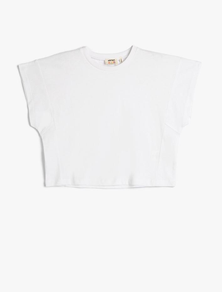 Kız Çocuk Basic Oversize Tişört Bisiklet Yaka Kısa Kollu Pamuklu