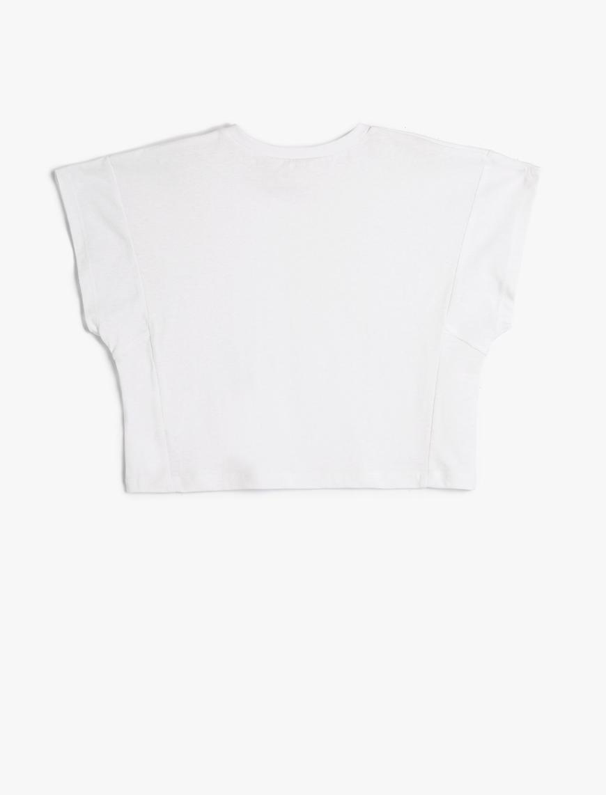  Kız Çocuk Basic Oversize Tişört Bisiklet Yaka Kısa Kollu Pamuklu