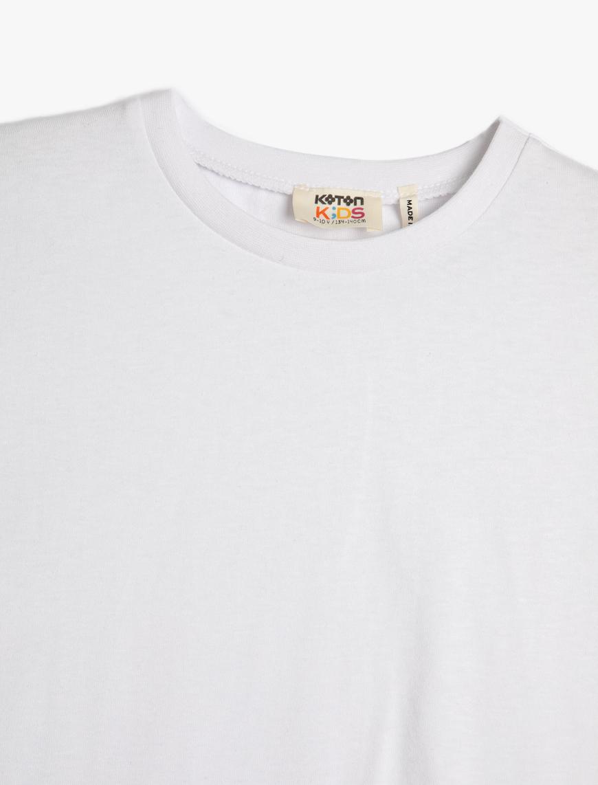  Kız Çocuk Basic Oversize Tişört Bisiklet Yaka Kısa Kollu Pamuklu