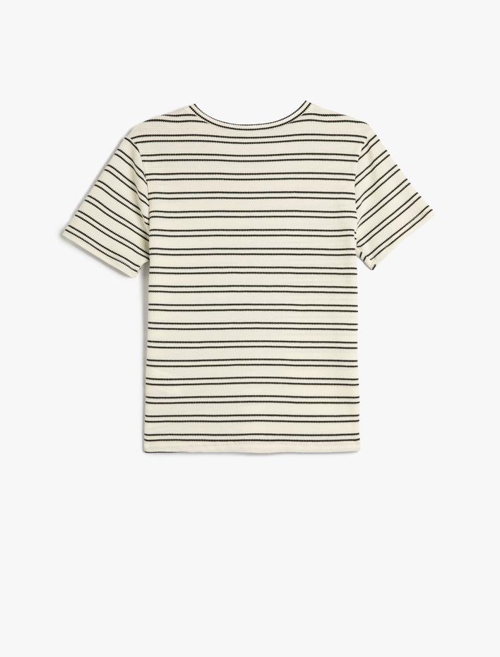  Kısa Kollu Tişört Bisiklet Yaka Pamuklu Kısa Kollu