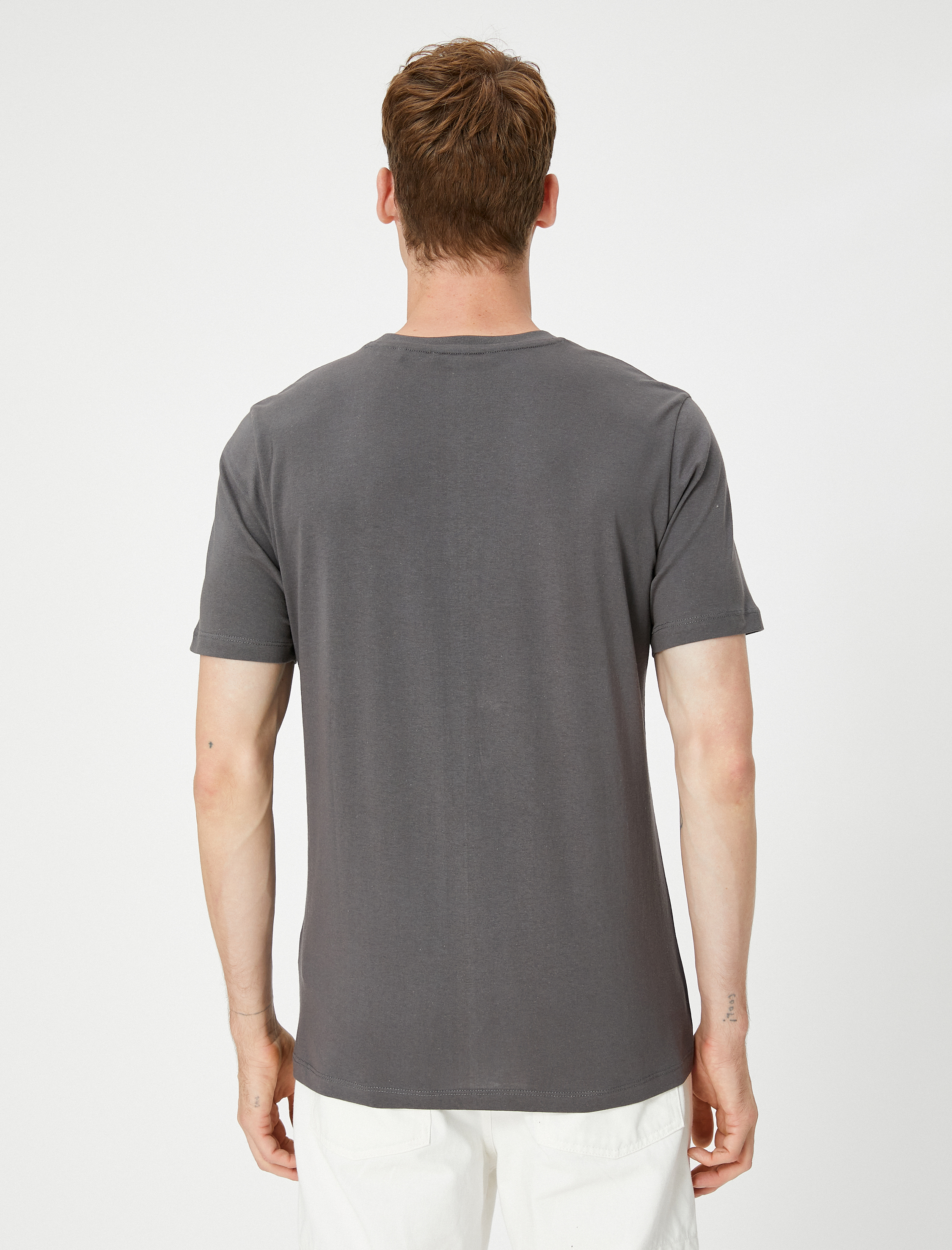   Kolej Tişört Baskılı Bisiklet Yaka Kısa Kollu Pamuklu