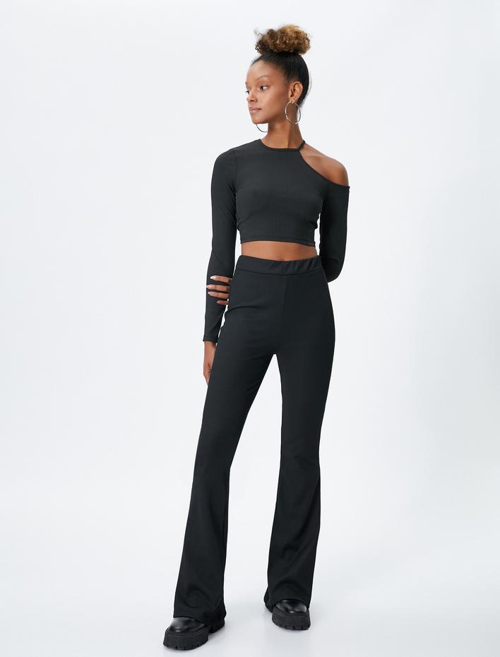  Tayt Pantolon İspanyol Paça Beli Lastikli