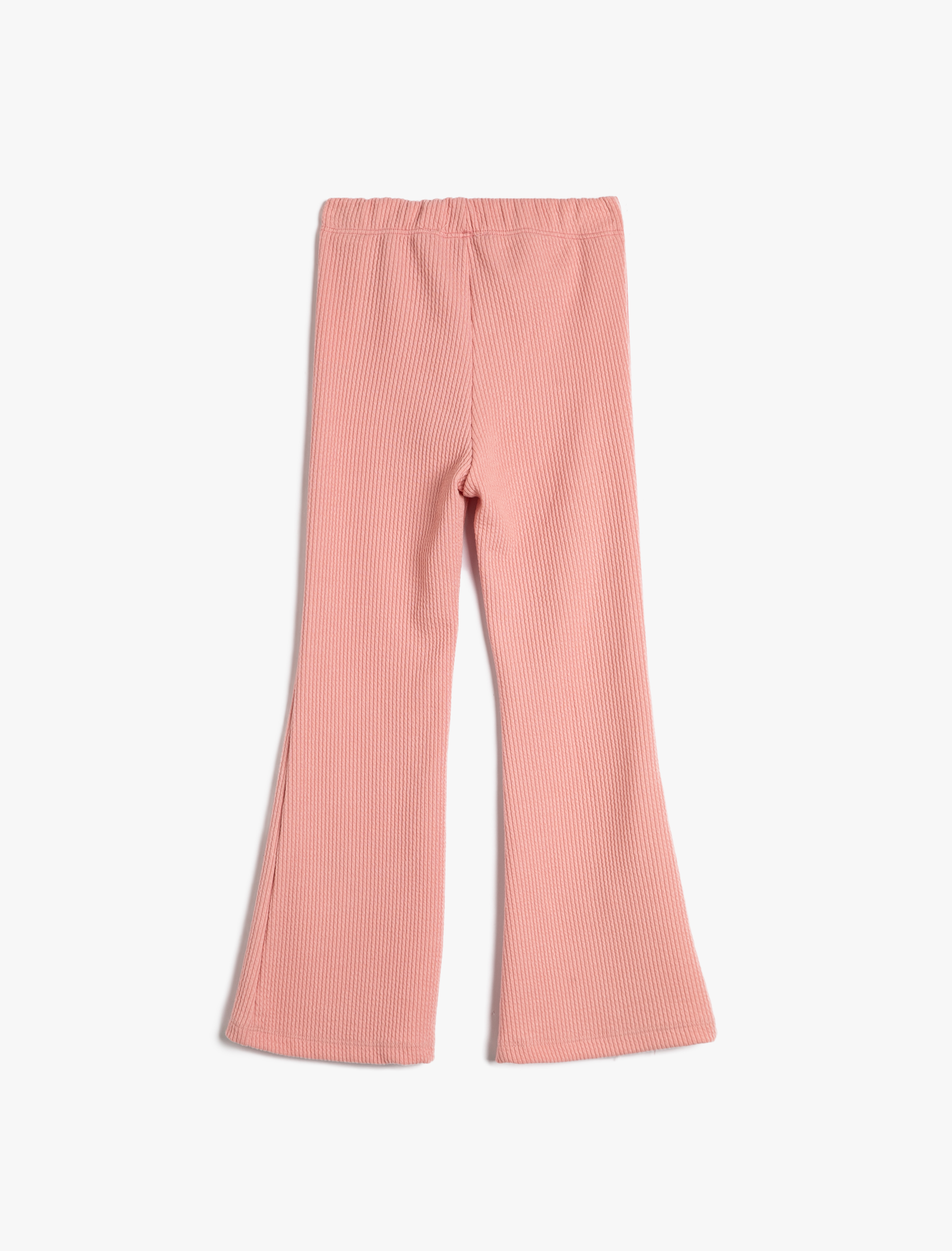  Kız Çocuk İspanyol Paça Pantolon Fitilli Yırtmaç Detaylı Beli Lastikli