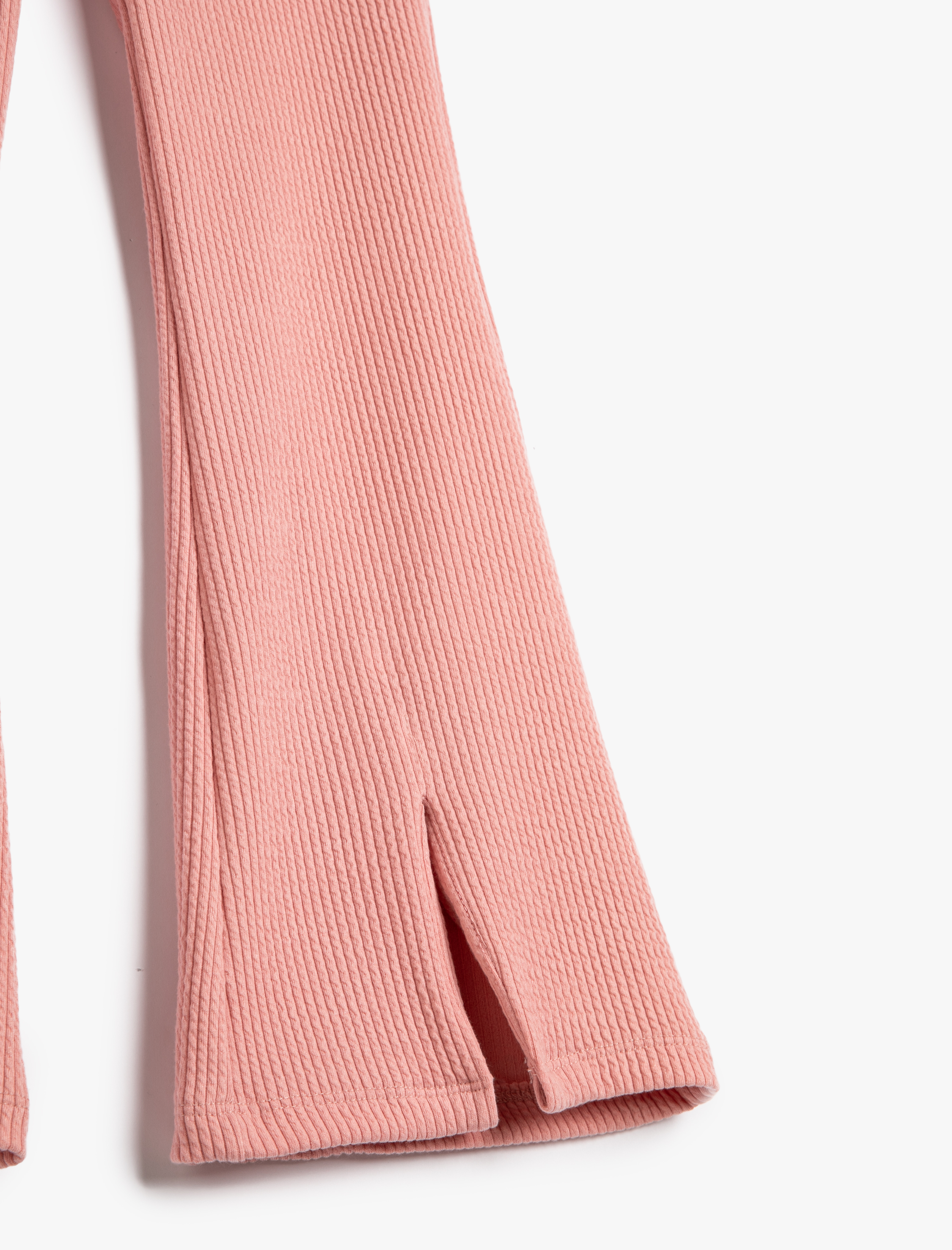  Kız Çocuk İspanyol Paça Pantolon Fitilli Yırtmaç Detaylı Beli Lastikli