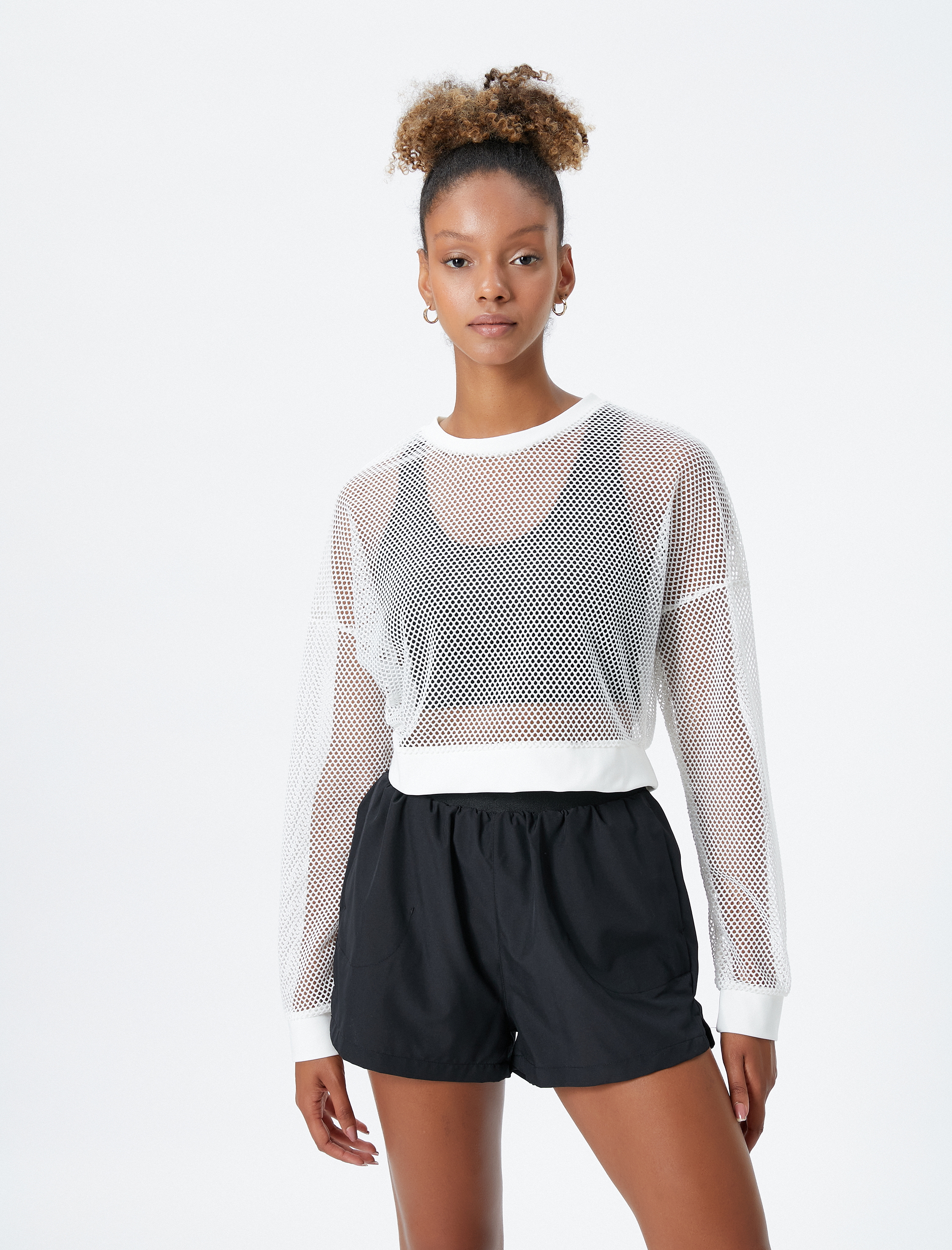   Spor File Tişört Bisiklet Yaka Uzun Kollu