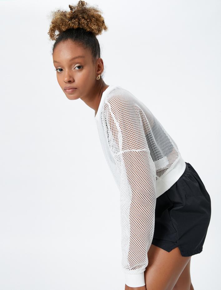  Spor File Tişört Bisiklet Yaka Uzun Kollu