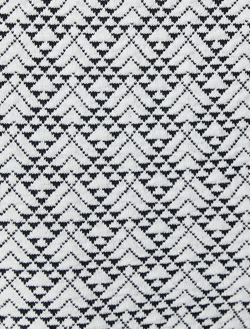   Tayt Pantolon İspanyol Paça Beli Lastikli Geometrik Detaylı