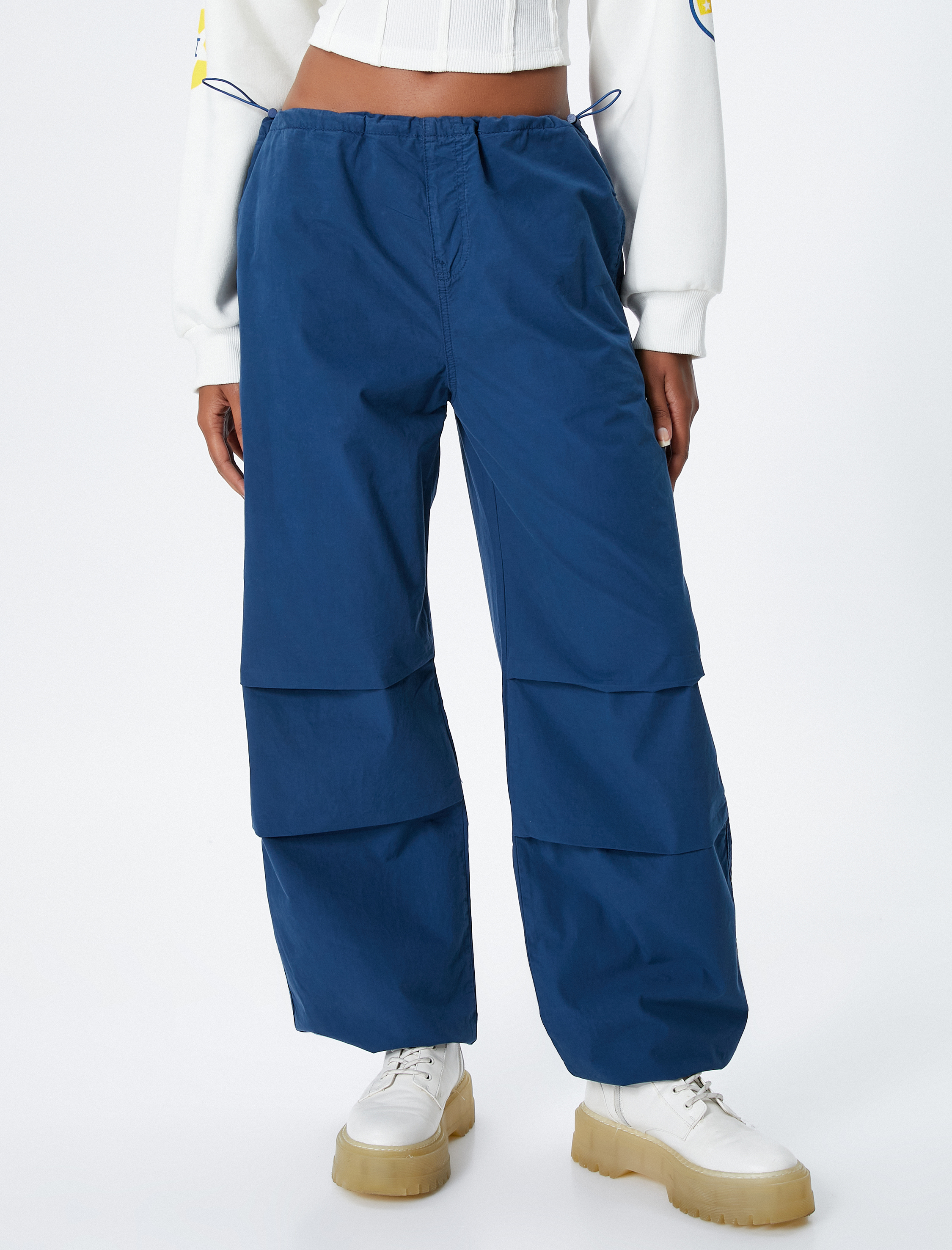   Paraşüt Pantolon Cep Detaylı Lastikli Stoperli Pamuklu