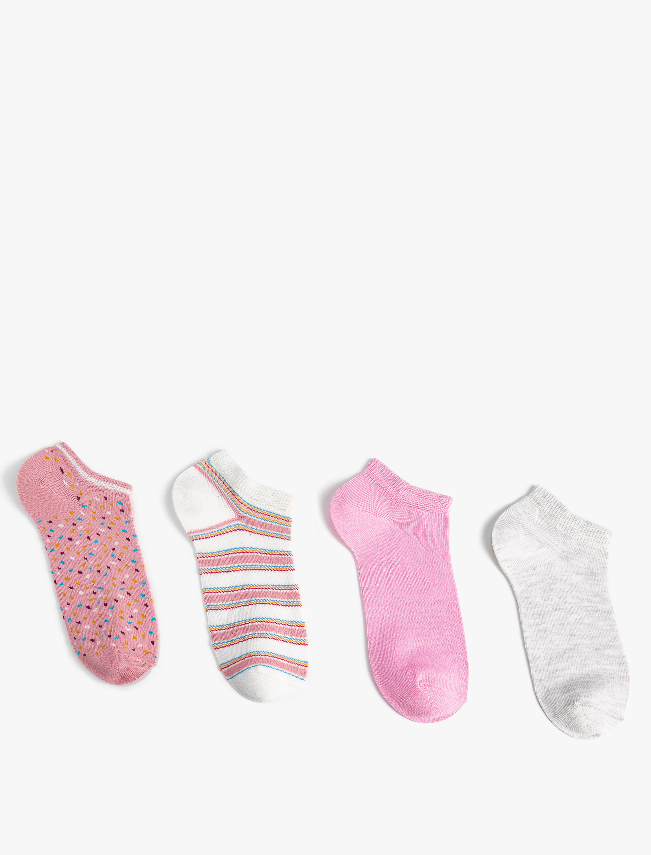 Kadın Puantiyeli 4'lü Patik Çorap Seti Çok Renkli