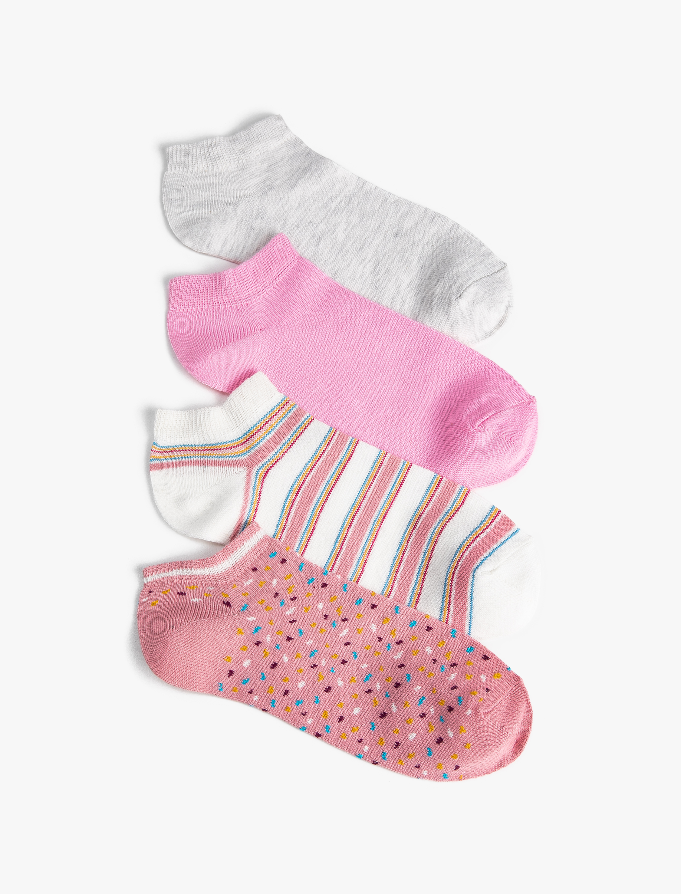 Kadın Puantiyeli 4'lü Patik Çorap Seti Çok Renkli