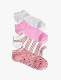 Puantiyeli 4'lü Patik Çorap Seti Çok Renkli