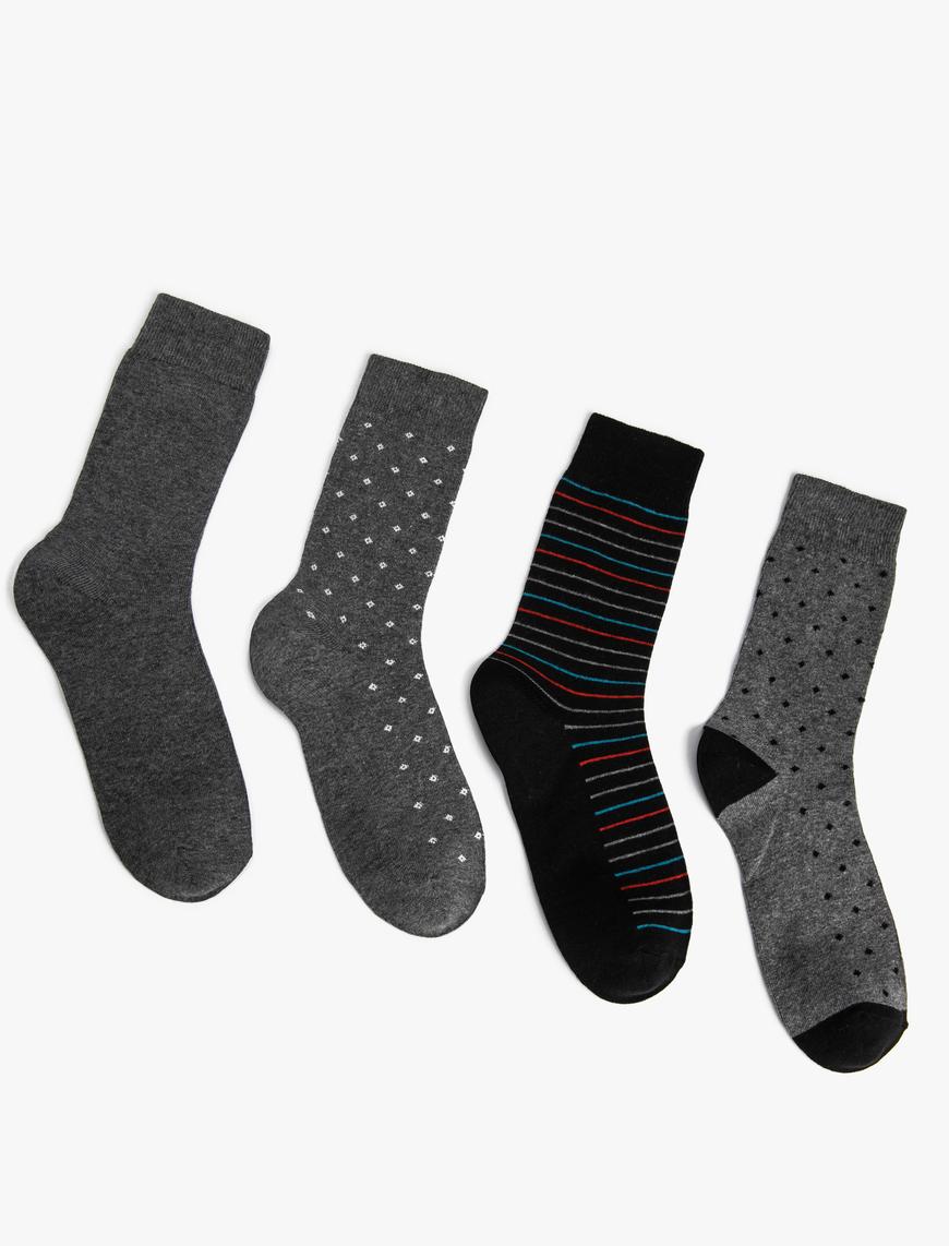  Erkek Çizgili 4'lü Soket Çorap Seti