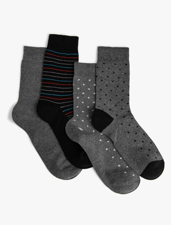 Erkek Çizgili 4'lü Soket Çorap Seti
