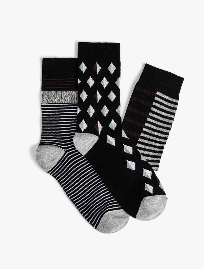 Erkek Çizgili 3'lü Soket Çorap Seti