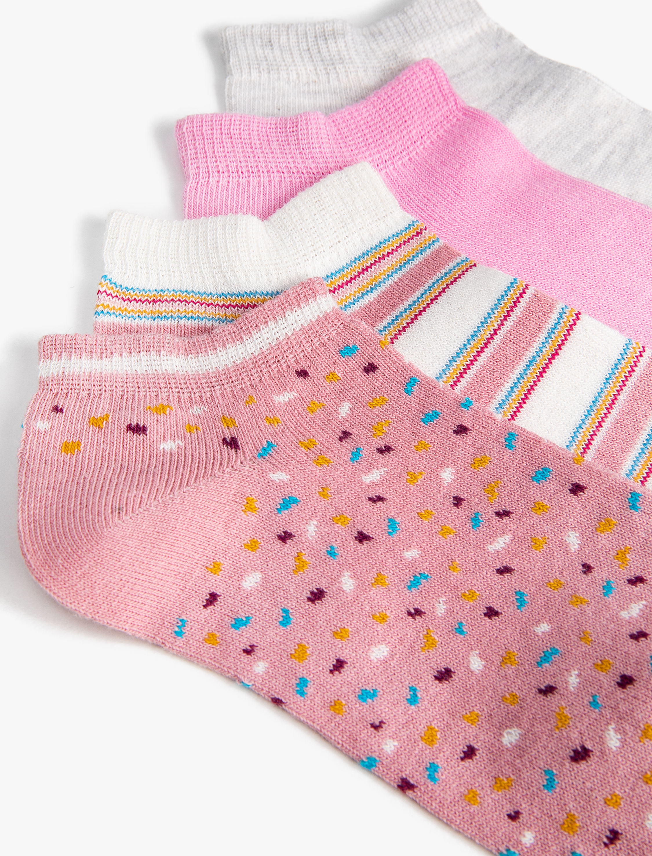 Kadın Puantiyeli 4'lü Patik Çorap Seti Çok Renkli