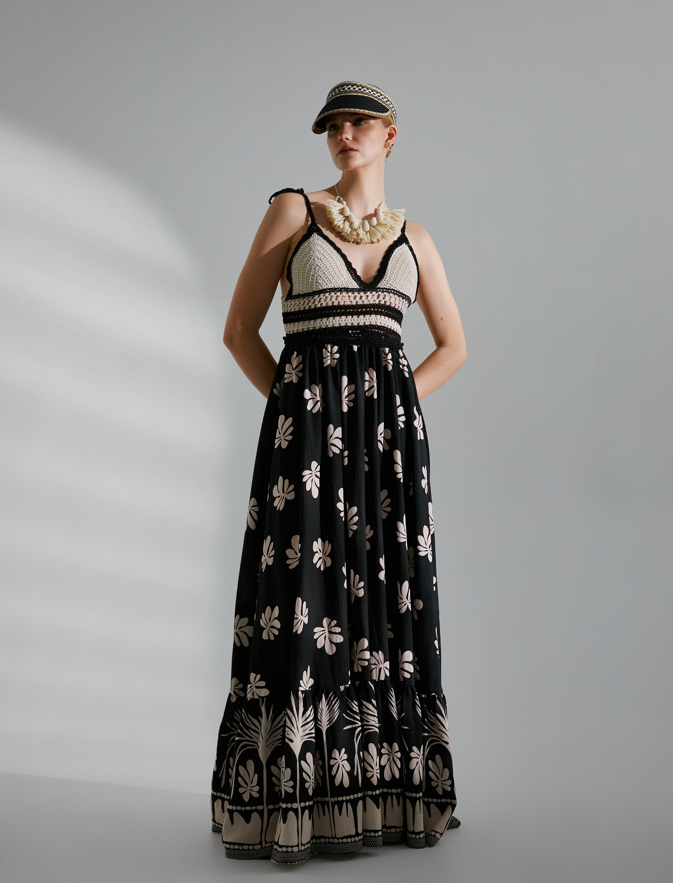   Melis Ağazat X Koton - Kroşe Detaylı Uzun Viskon Elbise Askılı