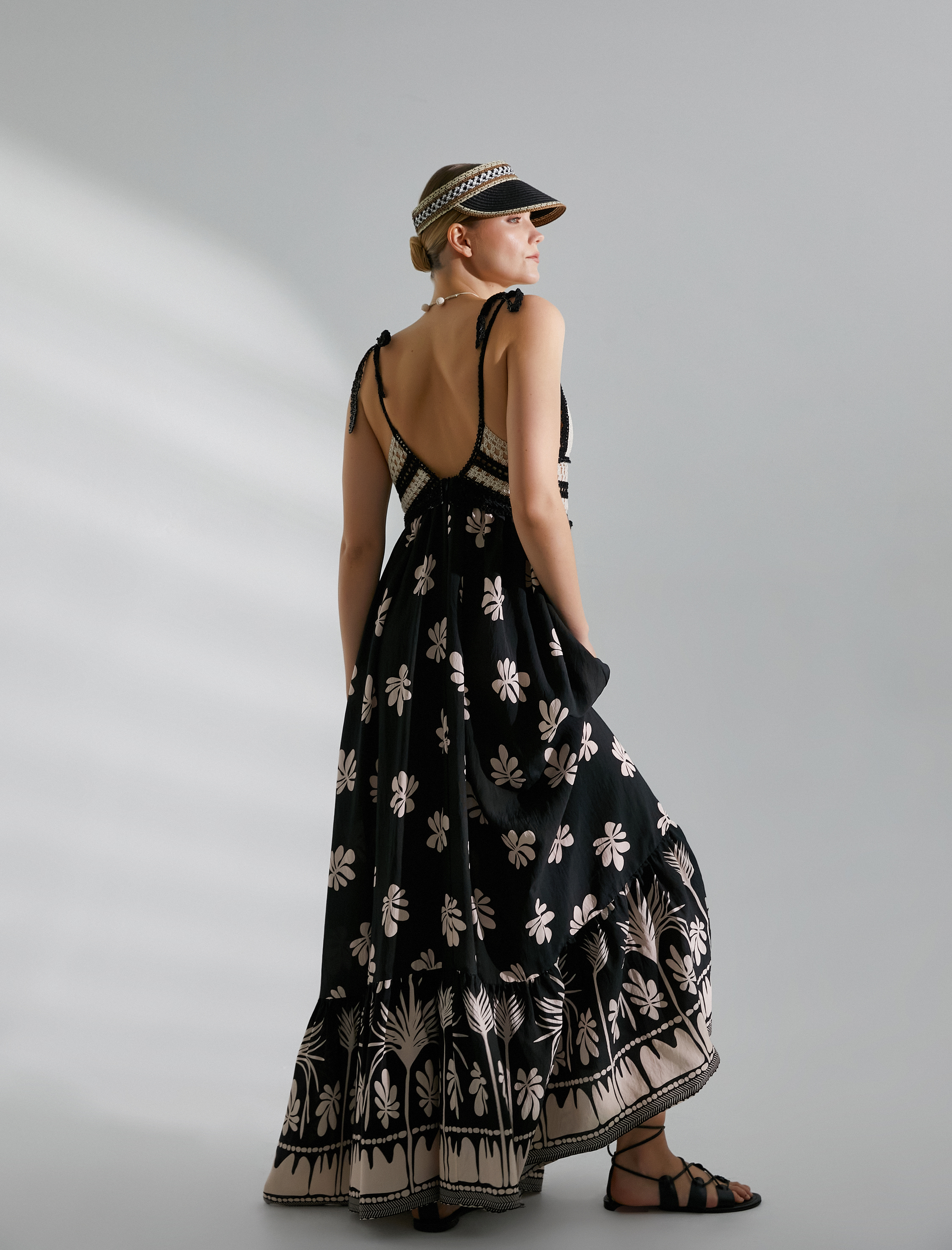   Melis Ağazat X Koton - Kroşe Detaylı Uzun Viskon Elbise Askılı