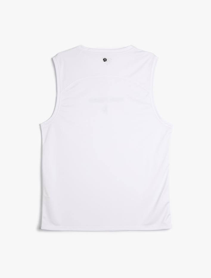  Sporcu Atleti Rahat Kesim Slogan Baskılı Kolsuz Bisiklet Yaka