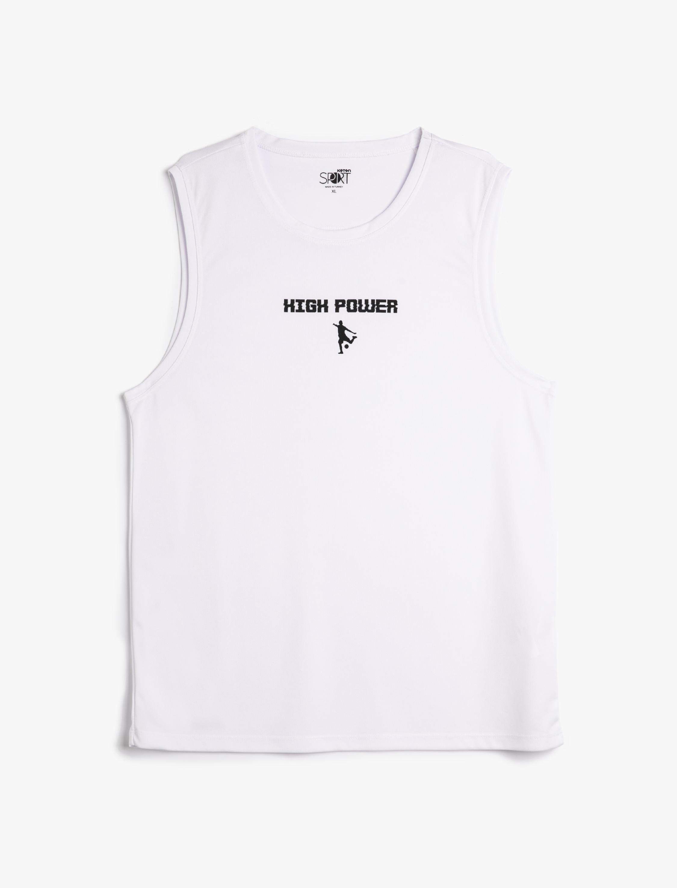   Sporcu Atleti Rahat Kesim Slogan Baskılı Kolsuz Bisiklet Yaka