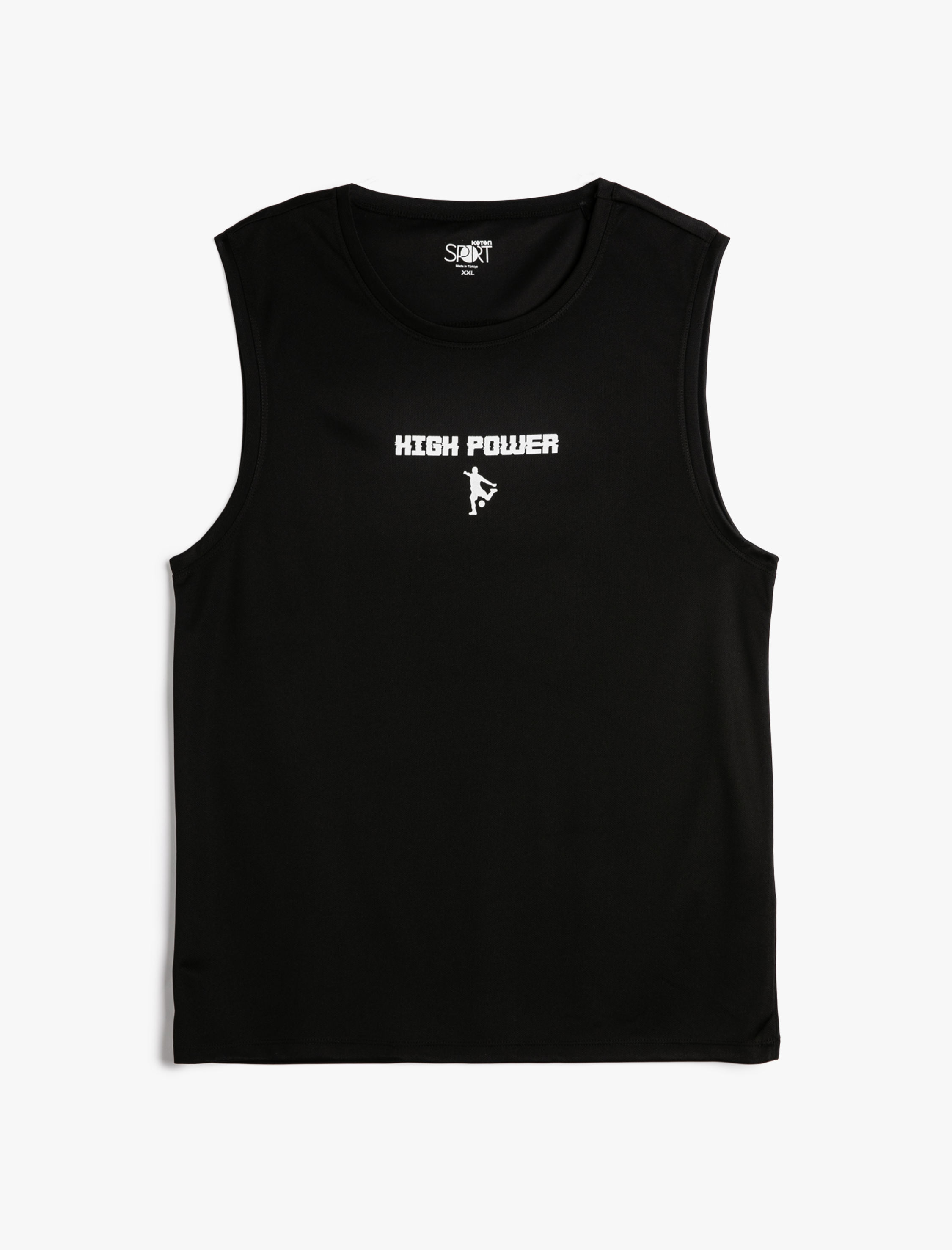   Sporcu Atleti Rahat Kesim Slogan Baskılı Kolsuz Bisiklet Yaka