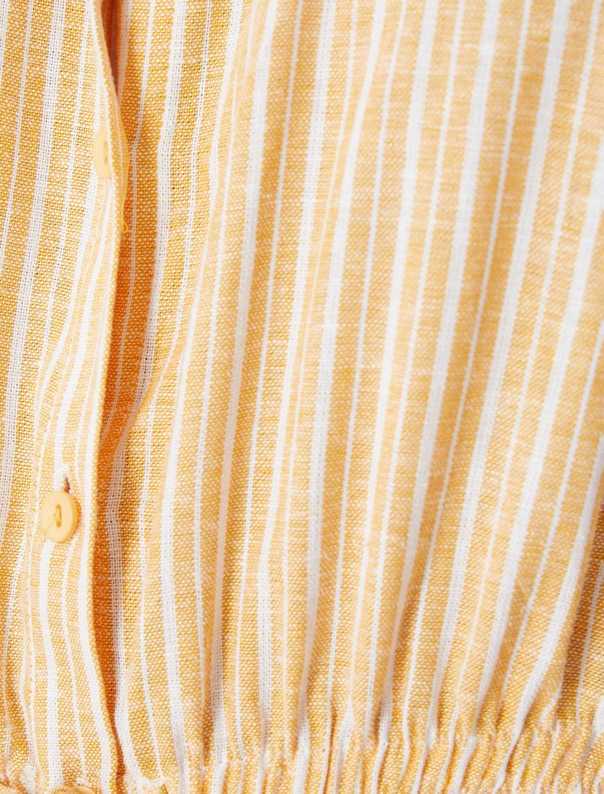   Midi Gömlek Elbise Düğmeli Kolsuz Beli Bağcıklı