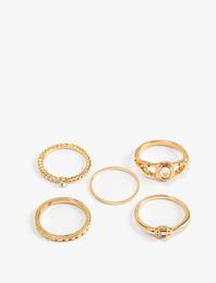 Yüzük Seti 5'li Metal Taşlı