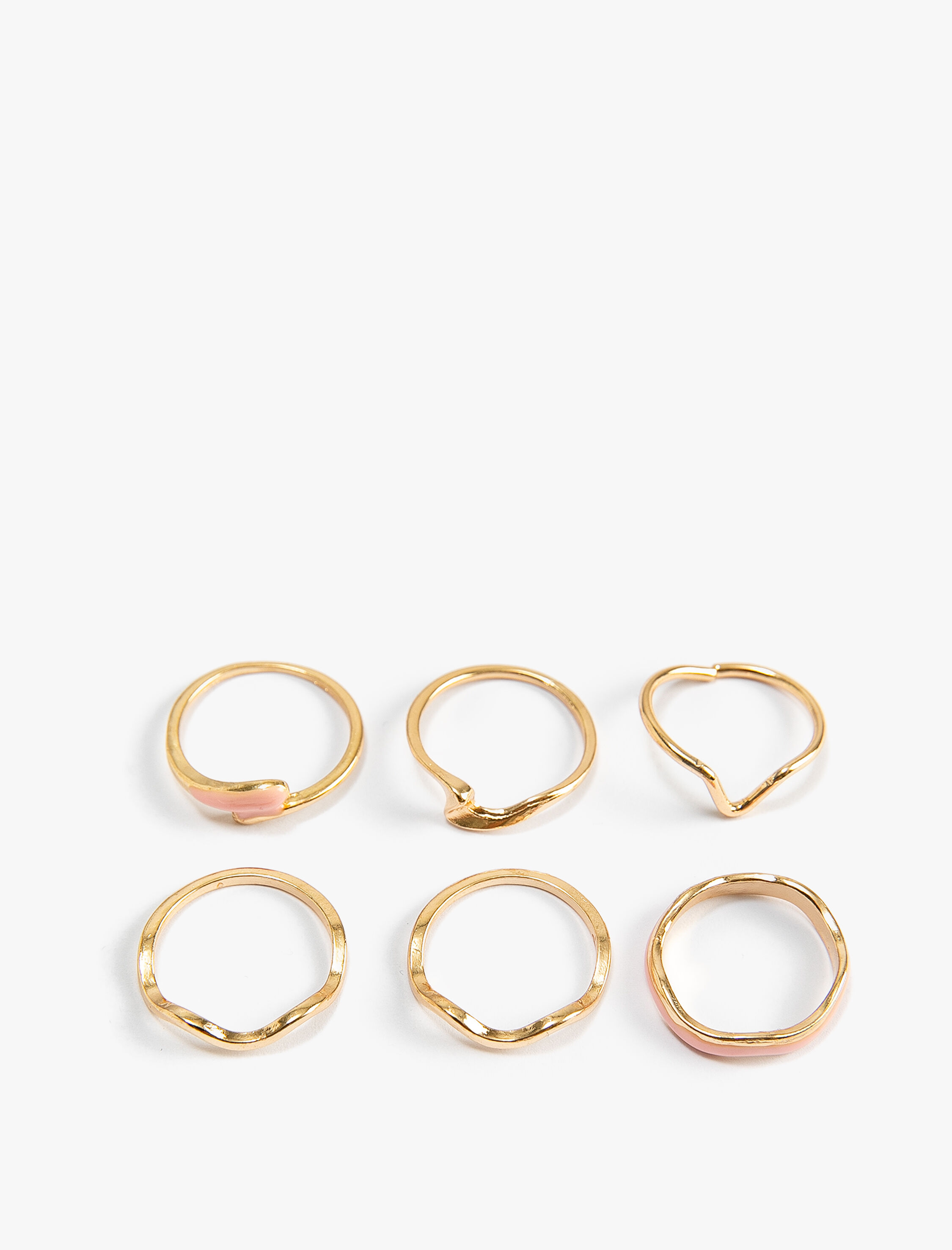  Kadın Yüzük Seti 6'lı Metal İnce Dokulu