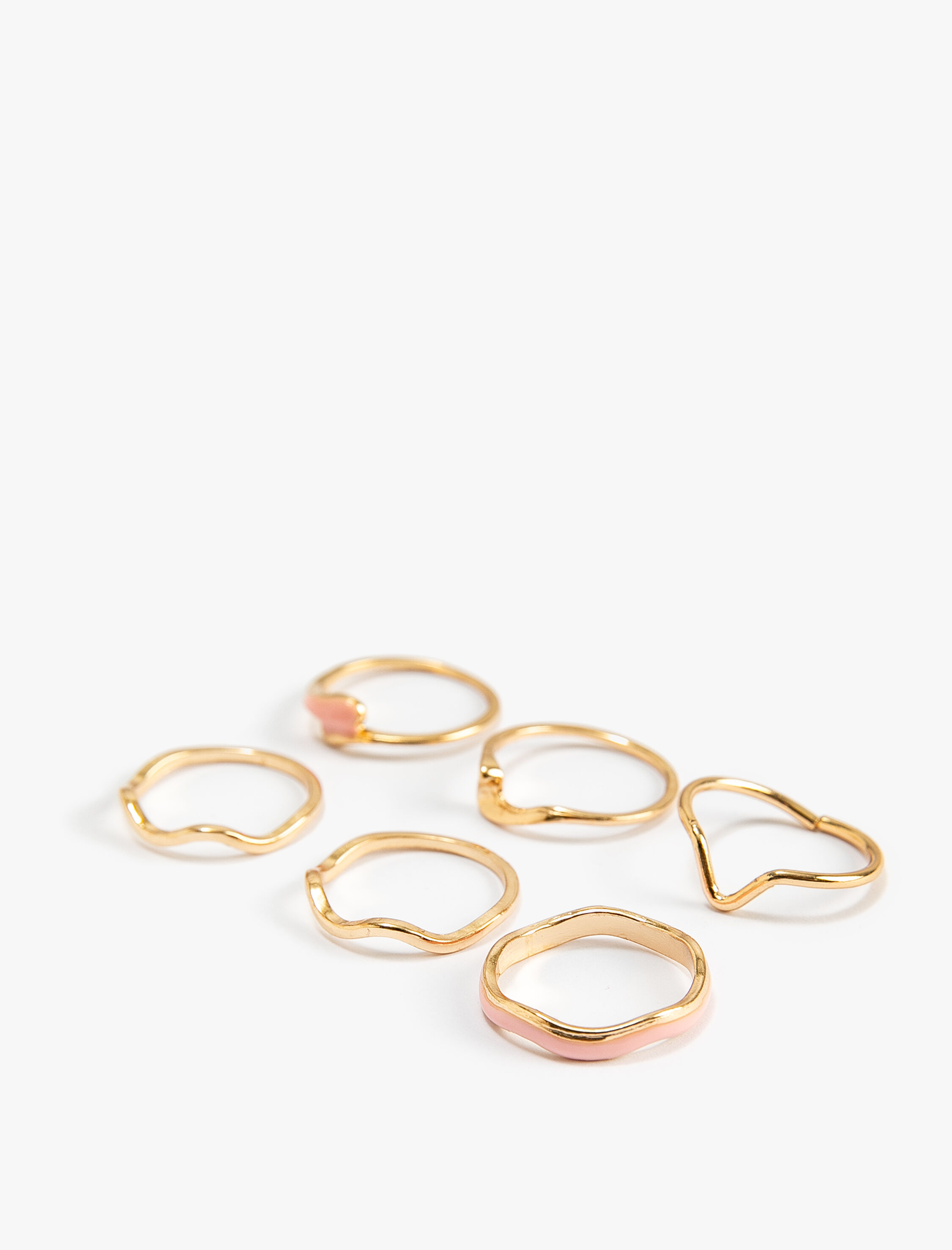  Kadın Yüzük Seti 6'lı Metal İnce Dokulu