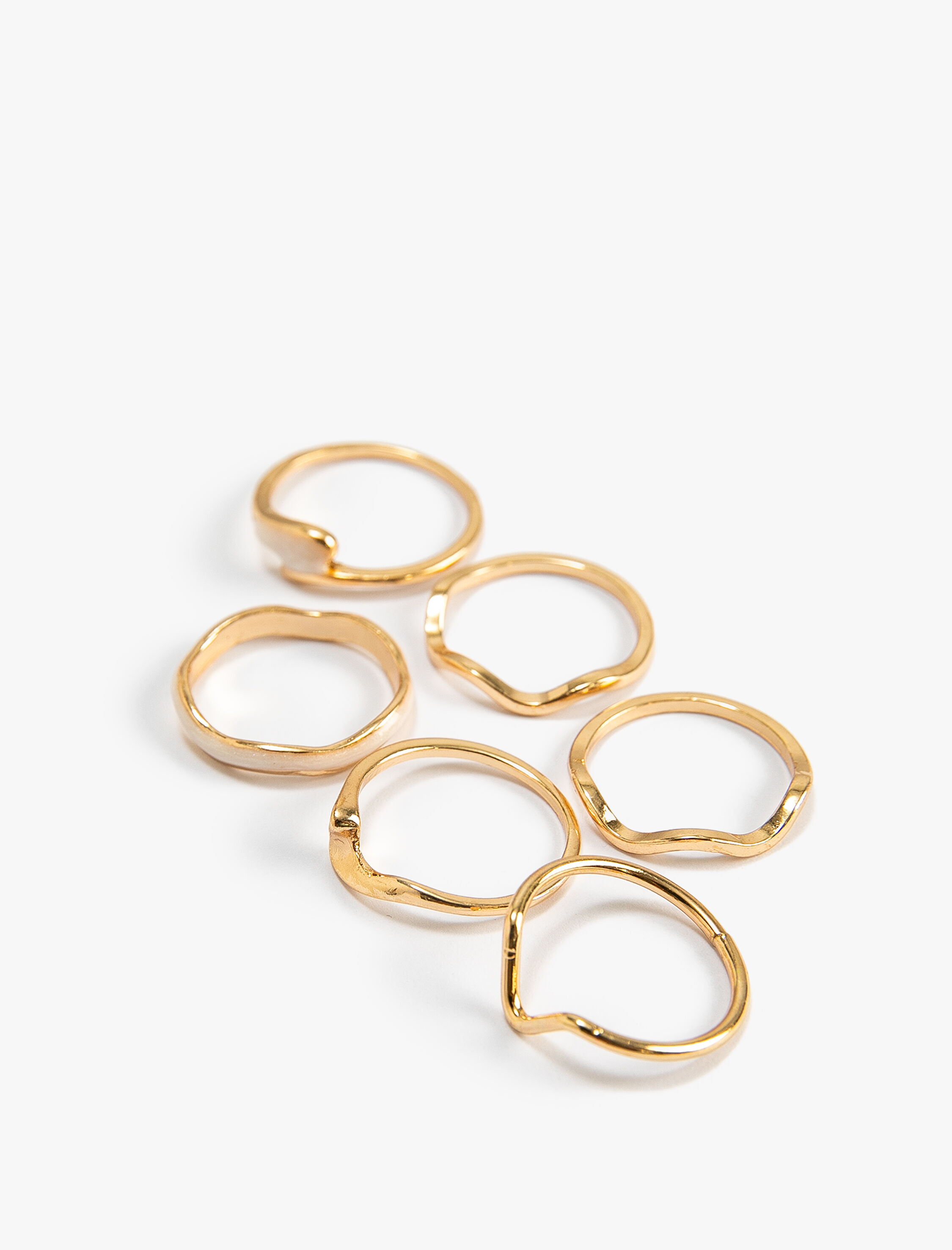  Kadın Yüzük Seti 6'lı Metal İnce Dokulu