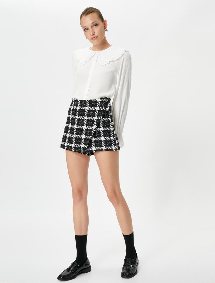  Uzun Kollu Gömlek Bebe Yaka Fırfırlı Düğmeli