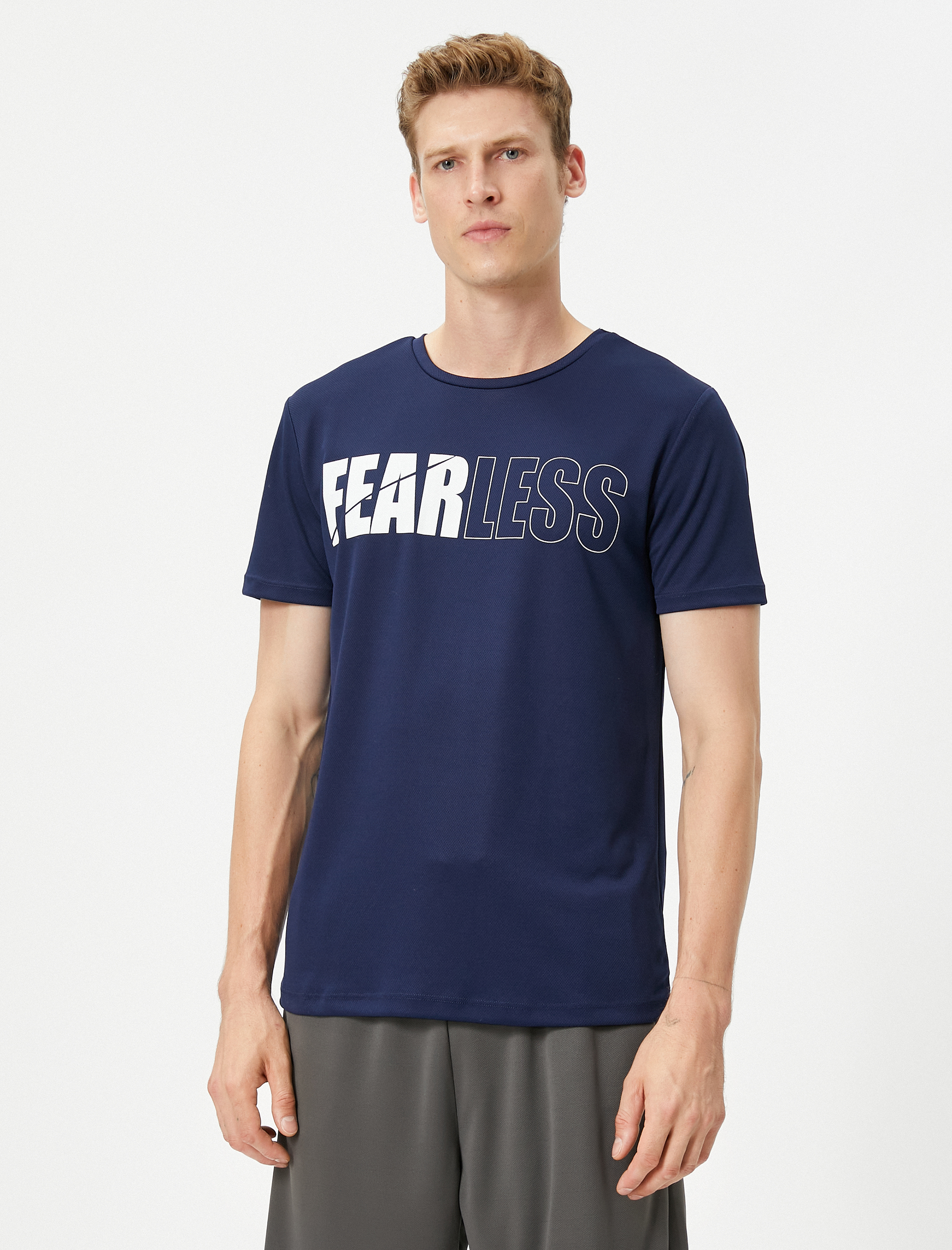   Spor Tişört Slogan Baskılı Bisiklet Yaka Kısa Kollu