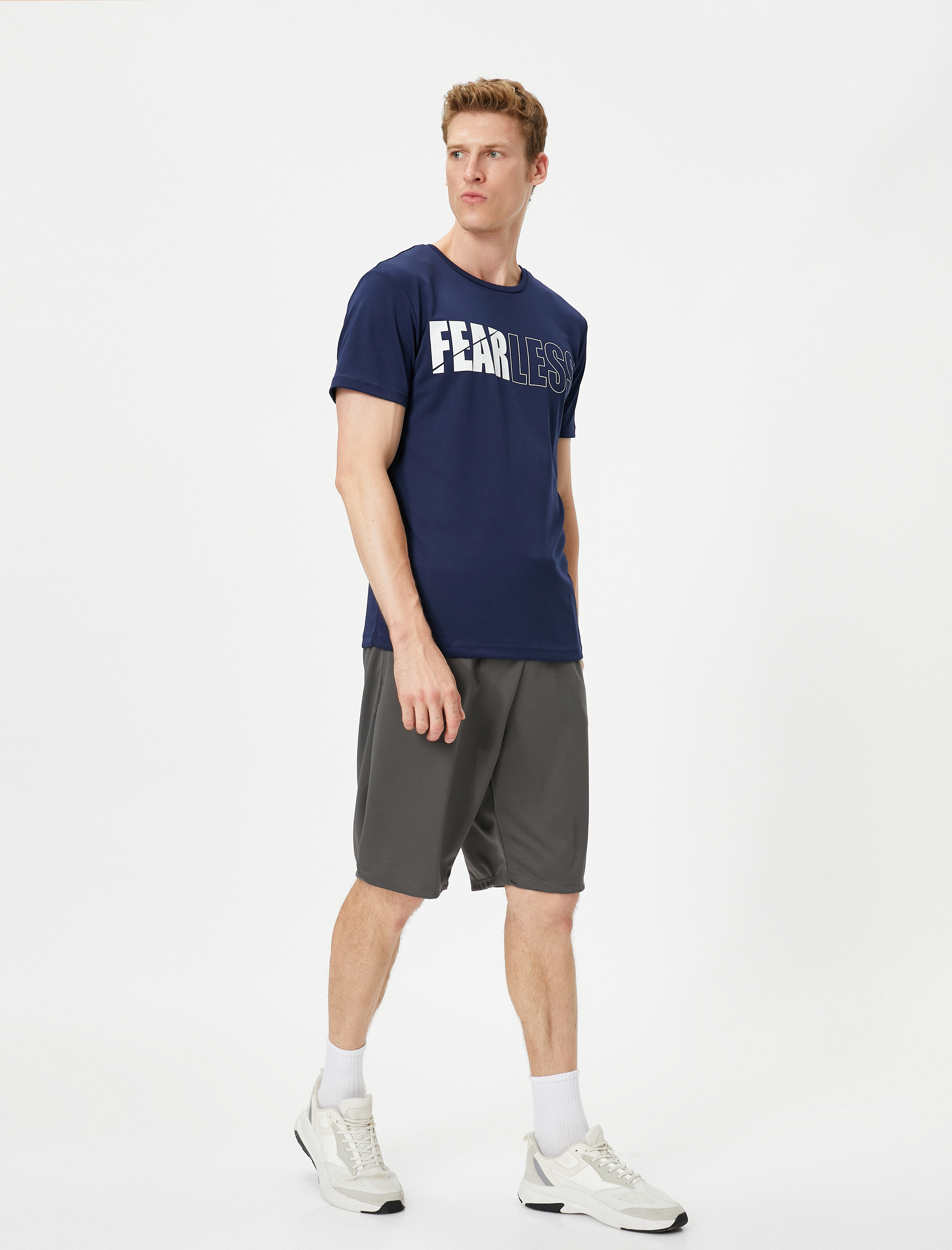   Spor Tişört Slogan Baskılı Bisiklet Yaka Kısa Kollu