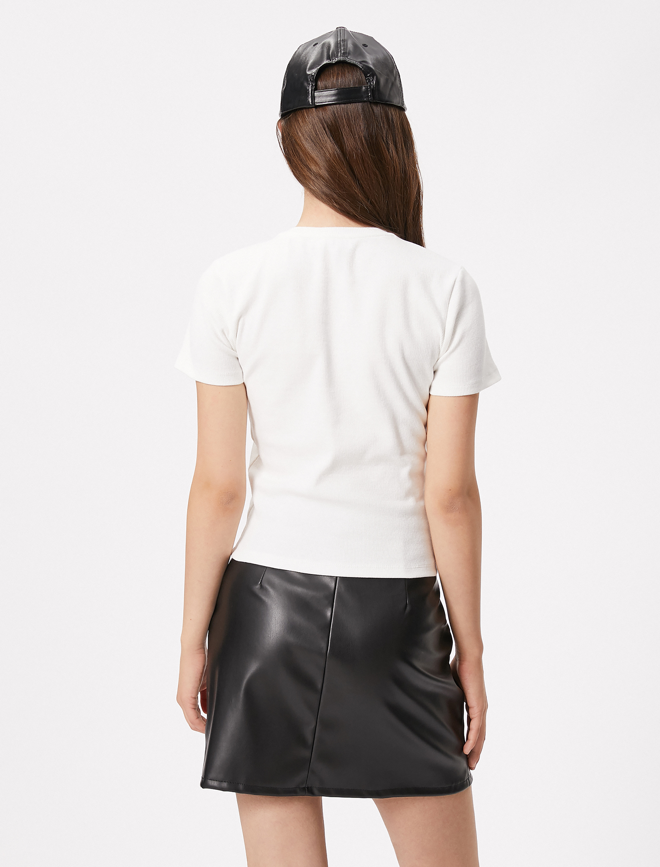   Baskılı Tişört Bisiklet Yaka Slim Fit Dokulu Kısa Kollu