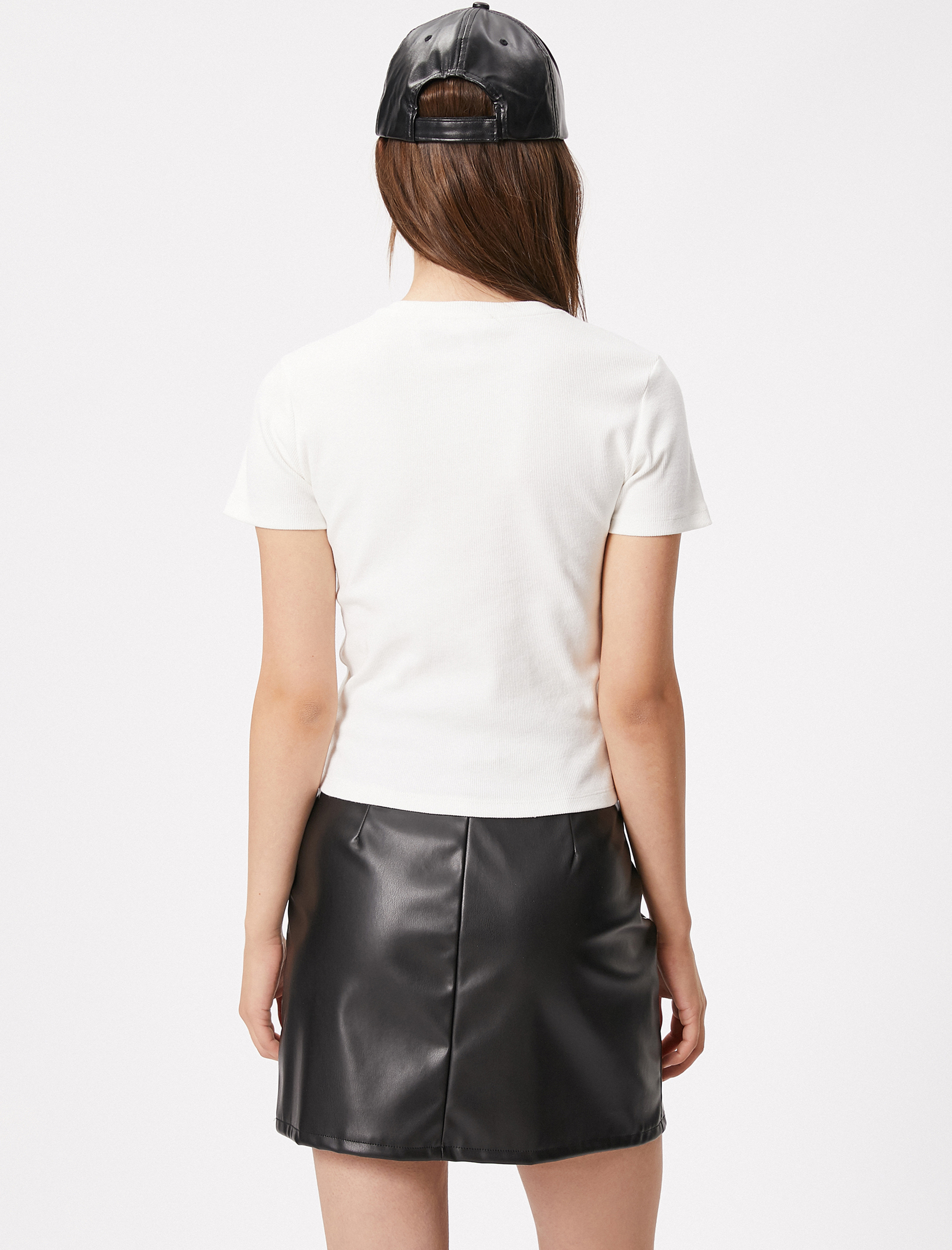   Baskılı Tişört Bisiklet Yaka Slim Fit Dokulu Kısa Kollu