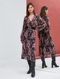 Şifon Bluz Fırfırlı Transparan Bağlama Detaylı Uzun Kollu