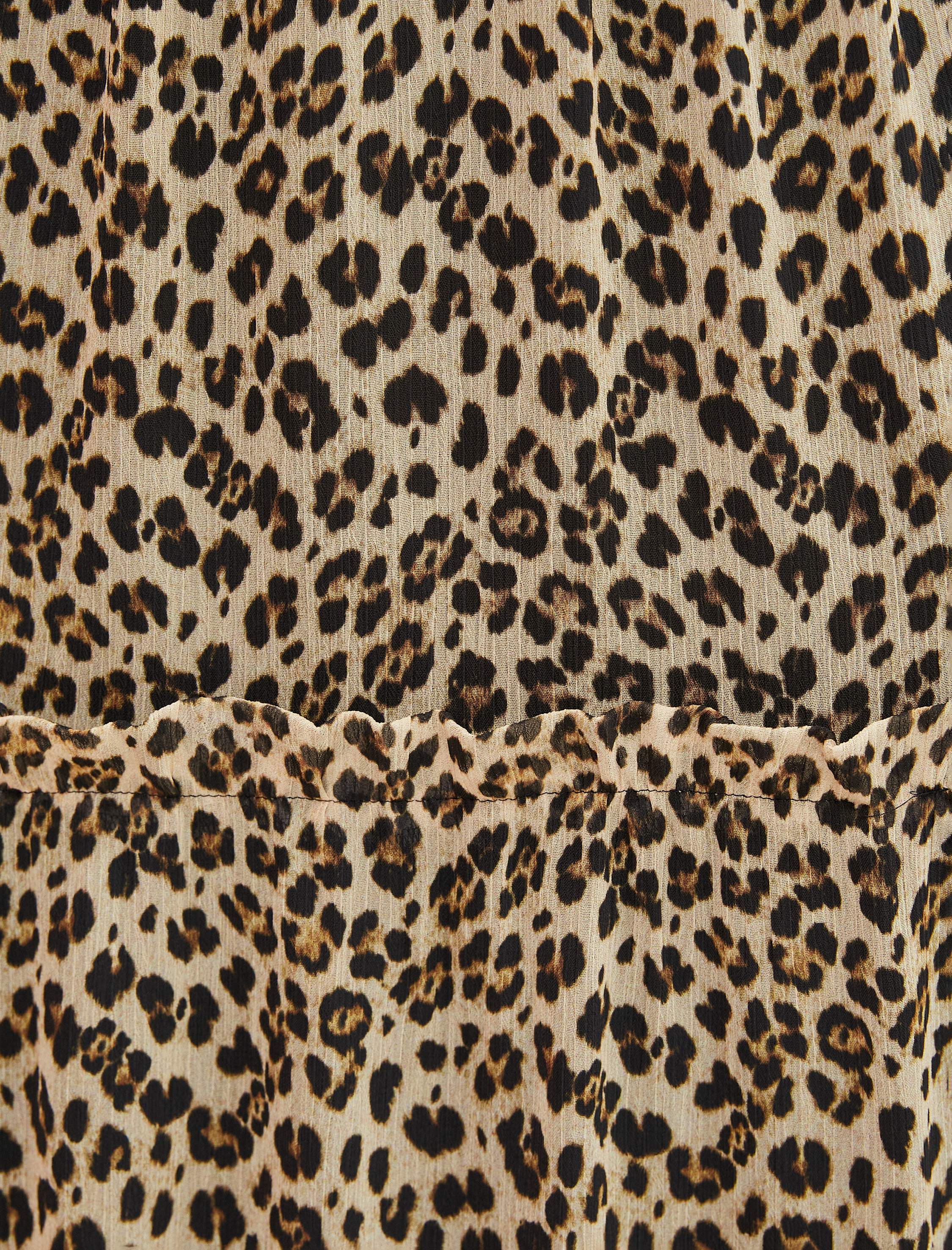   Uzun Şifon Etek Leopar Desenli Volanlı Astarlı