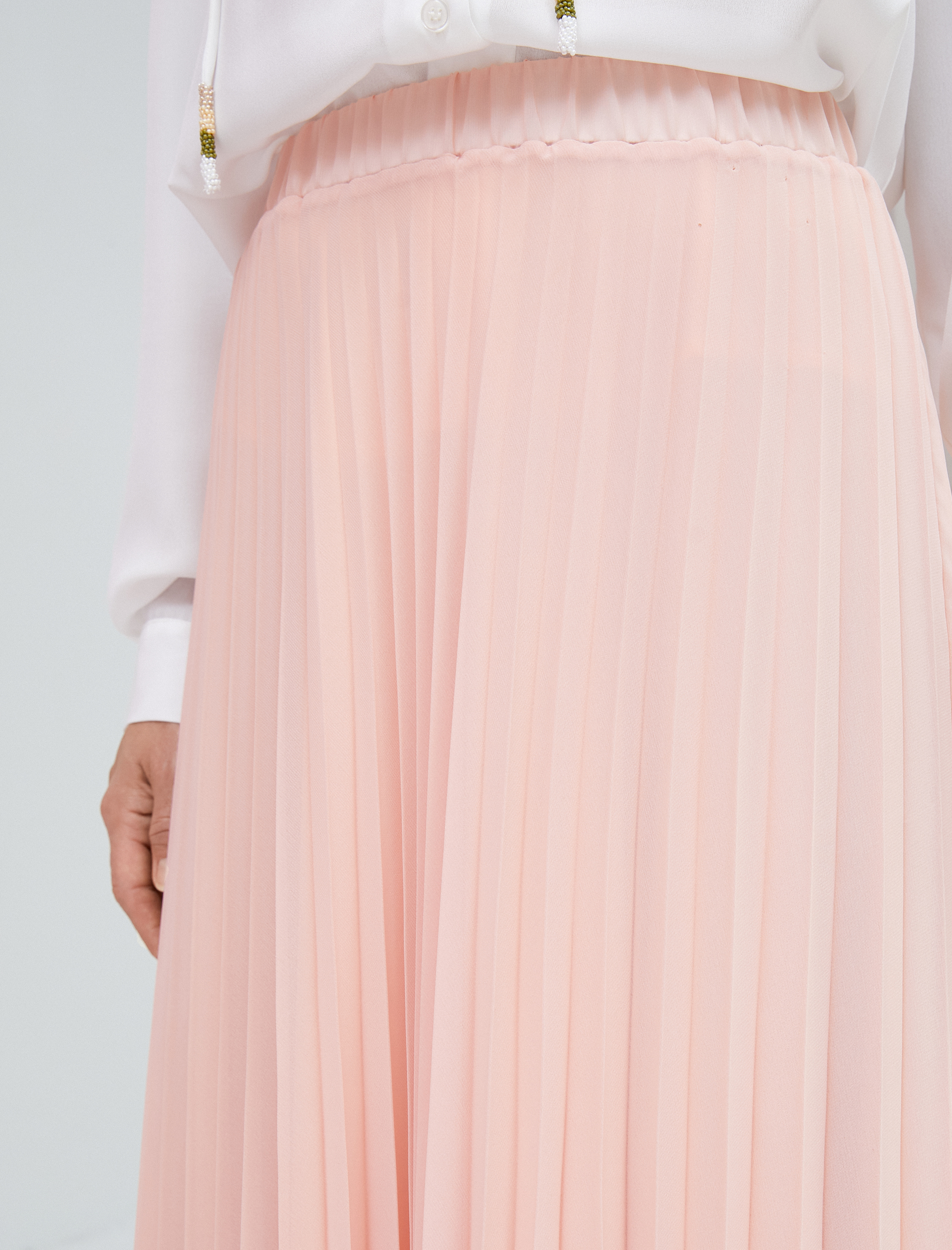   Pileli Midi Etek Şifon Asimetrik Kesim Astarlı